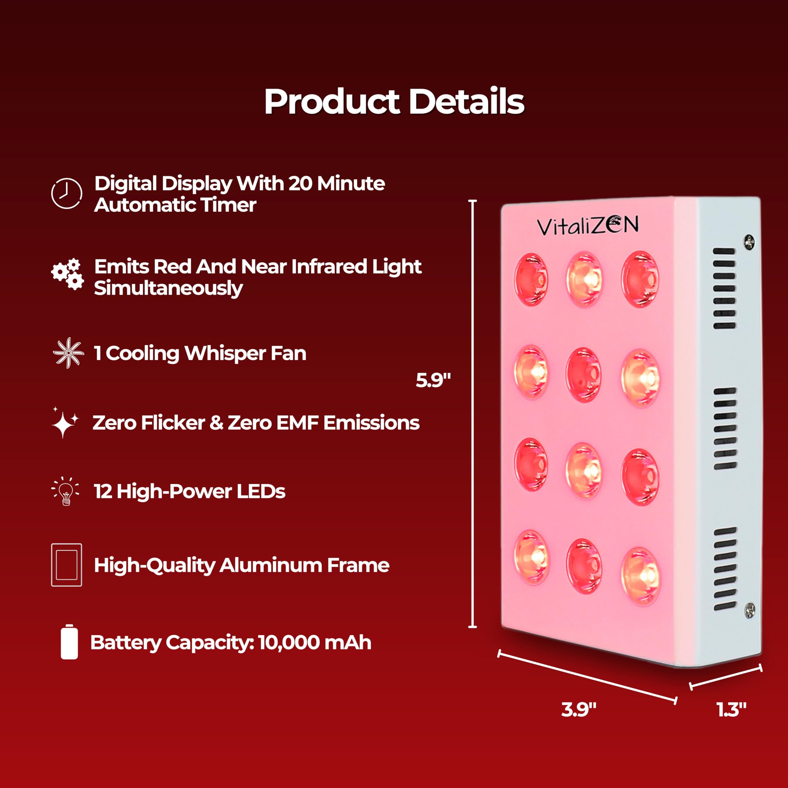 VitaliZEN Cosmo 60 Watt, Rechargeable Red & Near-Infrared Light Therapy Device. 660nm & 850nm VitaliZEN buy supplements canada