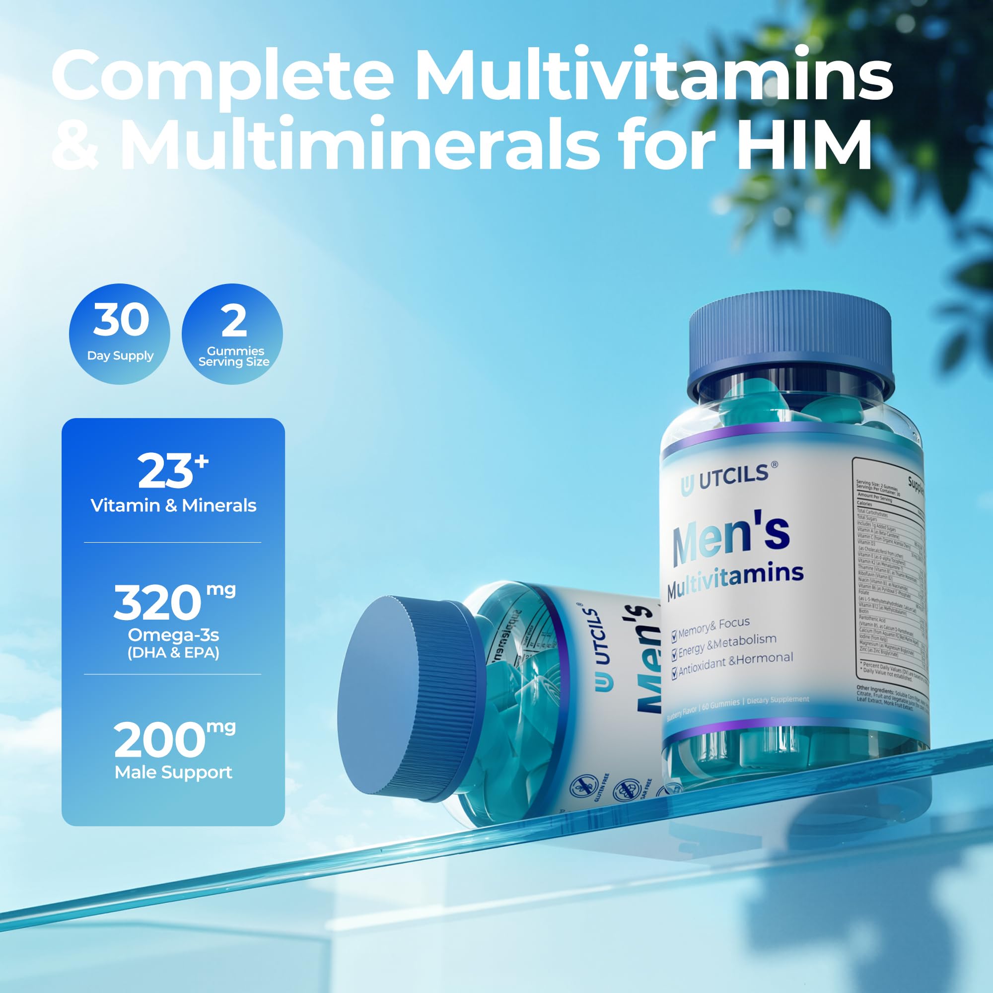 Mens Multivitamin Gummies for Men Daily - Zero Sugar Adult Gummy Vitamins with Saw Palmetto, Omega 3 DHA EPA, Probiotics 5B CFU, CoQ10, Turmeric Ginger for Prostate, Heart, Brain & Energy Support Utcils buy supplements canada