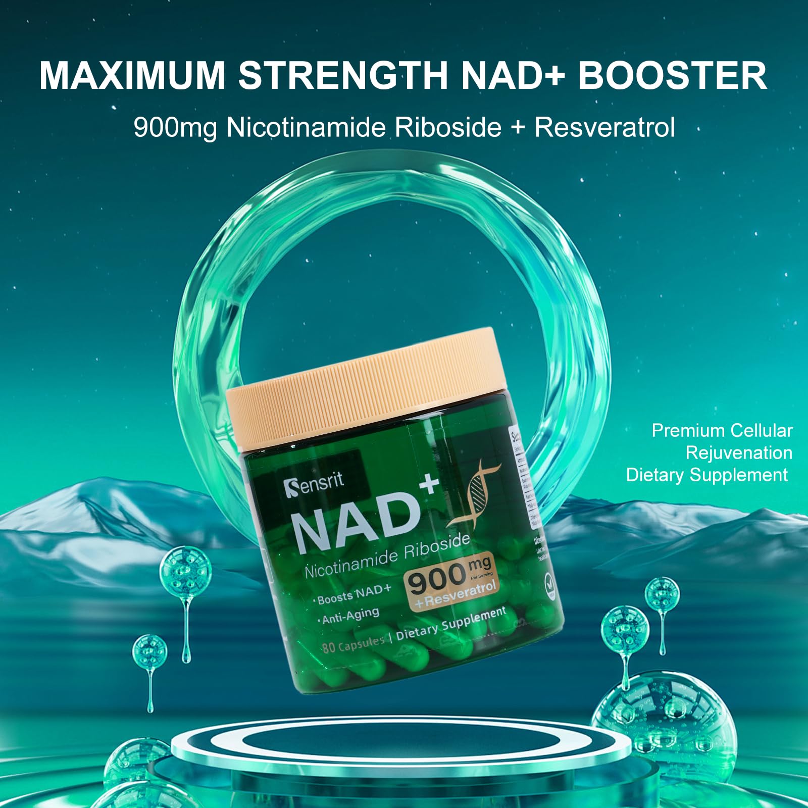 Sensrit NAD+ Supplement with Nicotinamide Riboside & Resveratrol | Cellular Energy & Mental Clarity Support | 40 Servings | Vegan, Non-GMO, Gluten Free Sensrit buy supplements canada