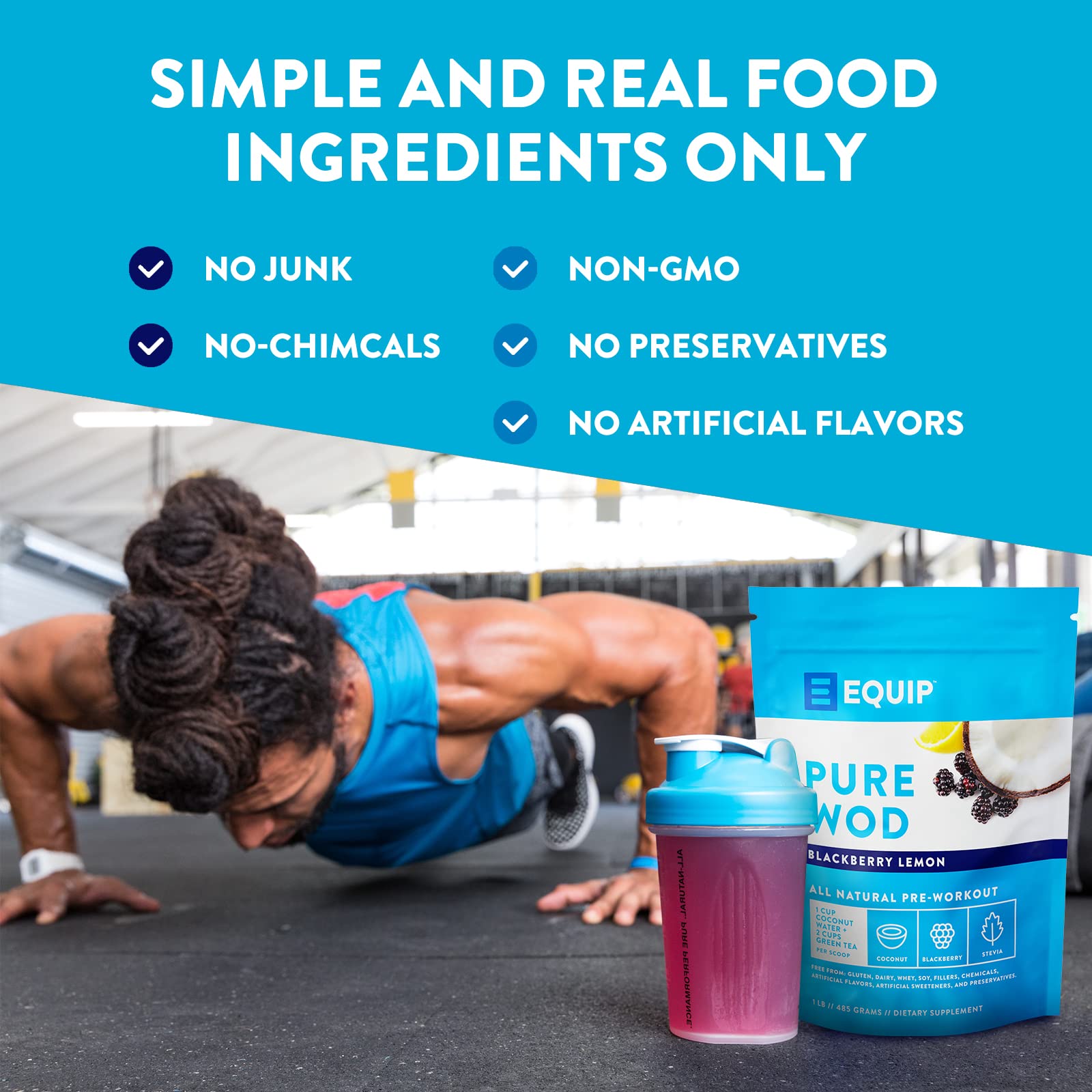 Equip Foods PureWOD All Natural Pre-Workout Powder - 200mg Green Tea Caffeine, BCAA Equip buy supplements canada