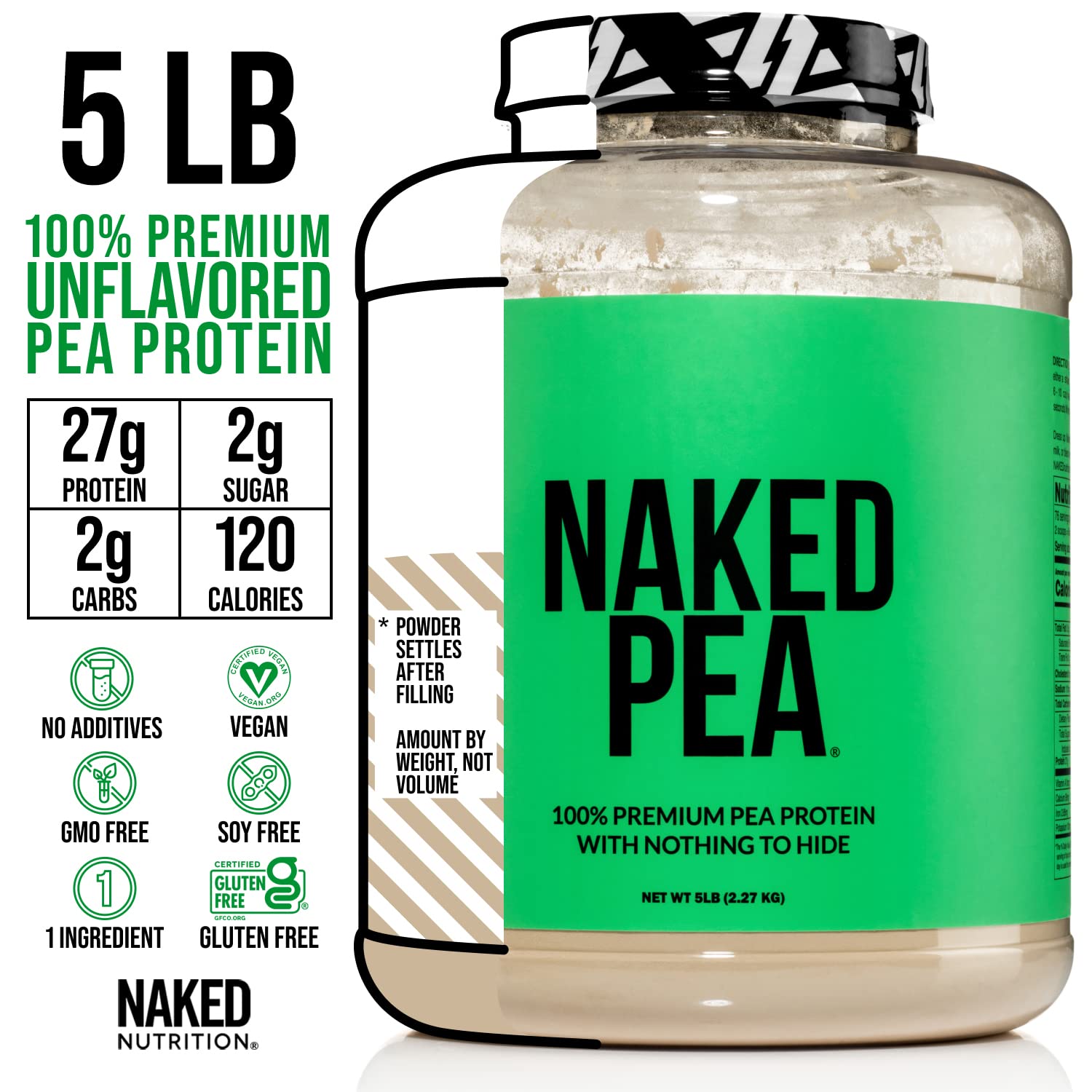 NAKED Pea - 5LB 100% Pea Protein Powder from North American Farms - Unflavored NAKED buy supplements canada