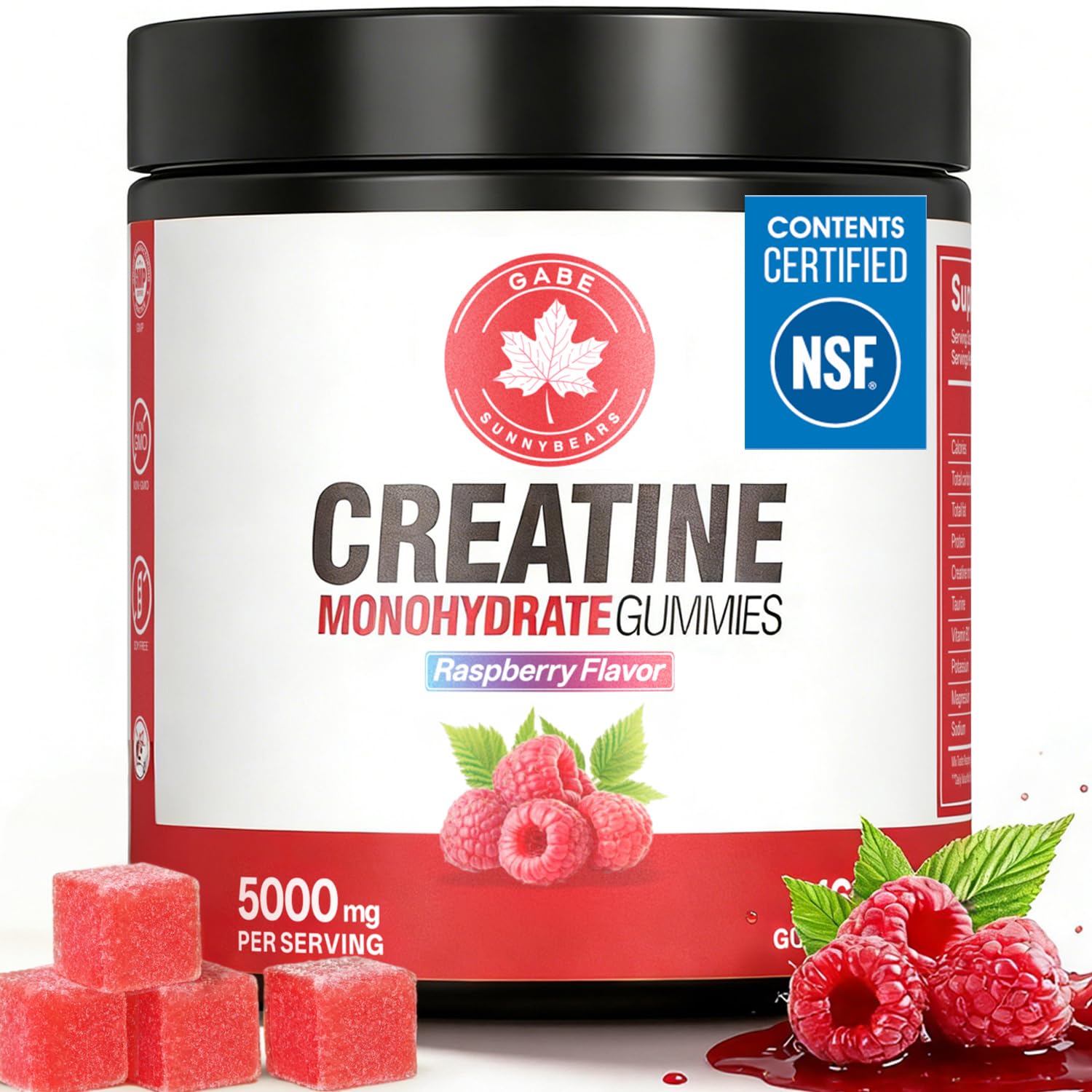 GABE SUNNYBEARS Creatine Gummies, NSF Certified, 5g Creatine Monohydrate per Serving with Taurine & B12, Raspberry Flavor, 160 Count, for Men & Women GABE SUNNYBEARS buy supplements canada