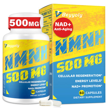 NMNH (NMN Supplement Alternative) NAD Supplements for Anti Aging, Energy, Immune, Focus (Dihydronicotinamide Mononucleotide) 500mg, to Boost NAD+ Levels As We Age, Pure Organic - 60 Capsules Beyyoly buy supplements canada