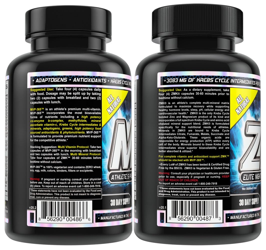 MST Foundation Stack, ZMK Nighttime Multi-Mineral, 120 V-Caps and MVP-365 Premium Multiple Vitamin, 1000iu Vitamin D3, 120 V-Caps, BSCG Certified Drug Free Millennium Sport Technologies MST buy supplements canada