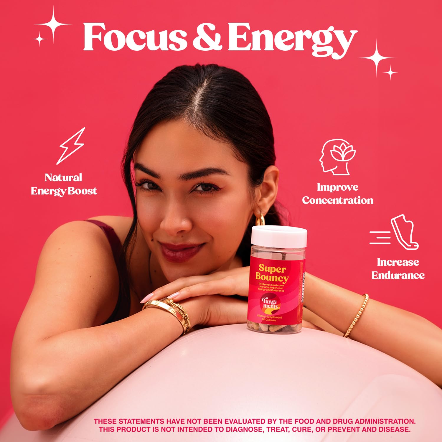 Fungiments Super Bouncy Mushroom Supplement – Cordyceps Focus Capsules for Adults – Natural Brain Boost, Green Tea Energy Vitamins Without jitters, Stamina for Women, Fatigue Support – 60 Count Fungiments buy supplements canada