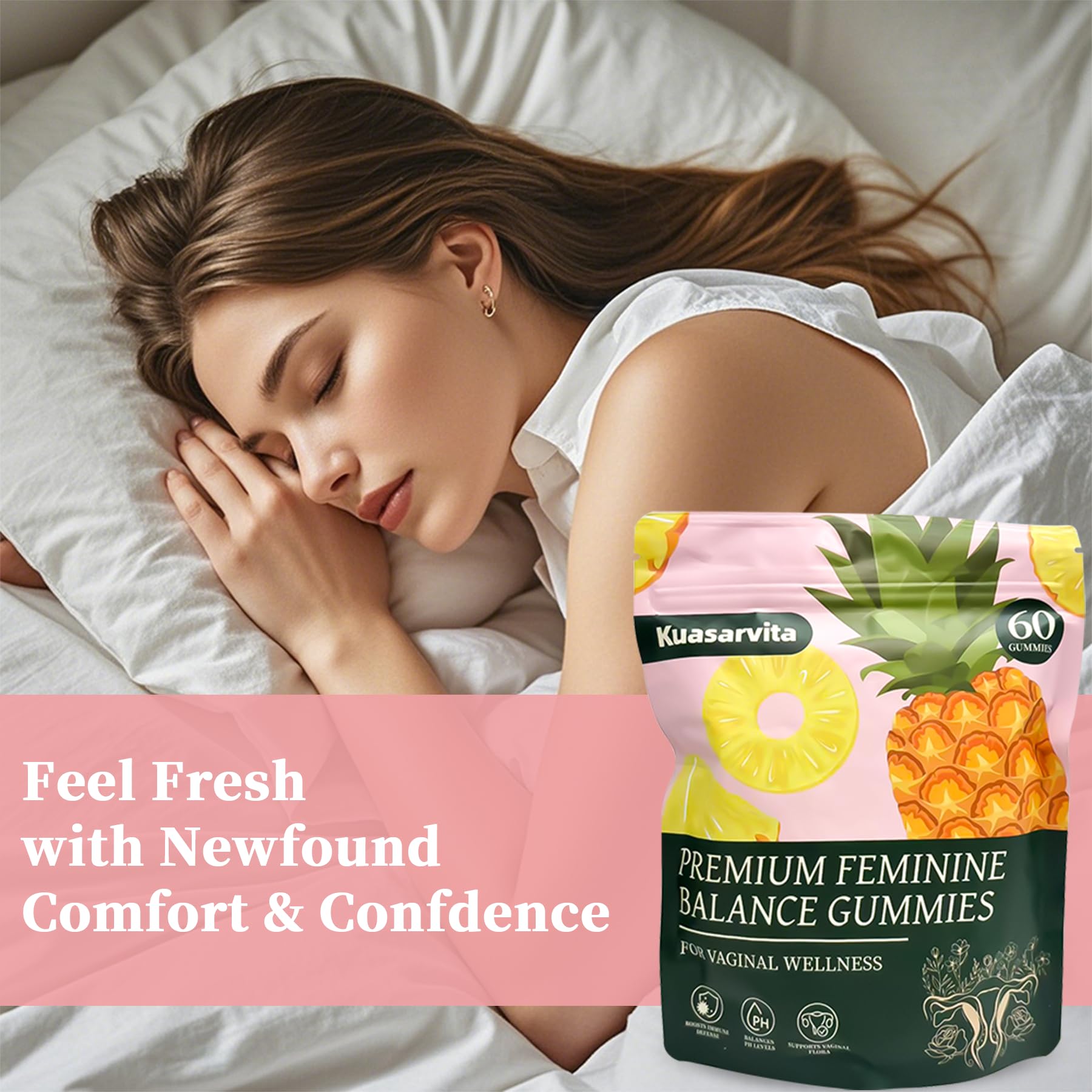 Kuasarvita Peeshlita Women’s Vaginal Probiotics Gummies – pH Balance Support + Feminine Wellness & Comfort, Pineapple Flavor, Natural Probiotic Blend – 60 Gummies Kuasarvita buy supplements canada