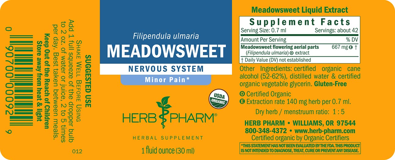 Herb Pharm Certified Organic Meadowsweet Liquid Extract for Minor Pain - 1 Ounce (DMEAD01) Herb Pharm buy supplements canada