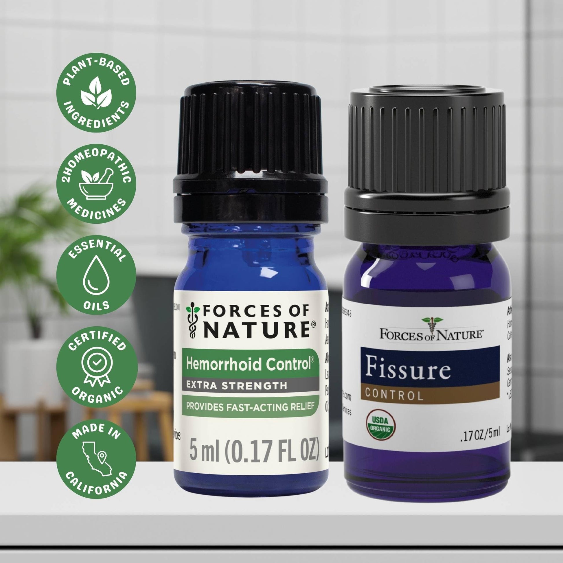 Forces of Nature Hemorrhoid Control Extra Strength (5ml) + Organic Fissure Care (5ml) | Virtual Bundle Forces of Nature buy supplements canada