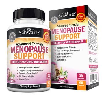 Herbal Menopause Support for Women - Supports Healthy Mood and Balance with Milk Thistle Chasteberry Black Cohosh Red Clover Turmeric Ginger - Menopause Supplements for Women - 60 Veggie Capsules BioSchwartz buy supplements canada