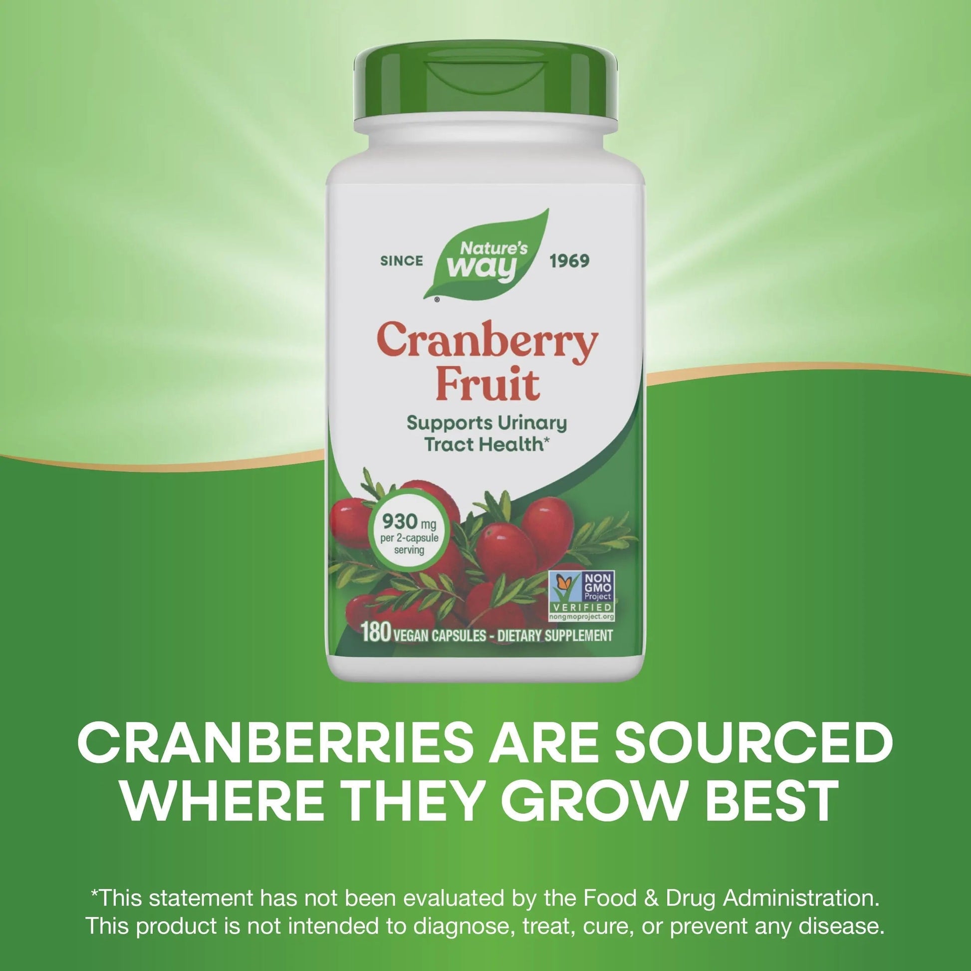 Nature's Way Cranberry Fruit, Cranberry Supplements, Supports Urinary Tract Health*, 930 mg per 2-Capsule Serving, 180 Capsules (Packaging May Vary) Nature's Way buy supplements canada