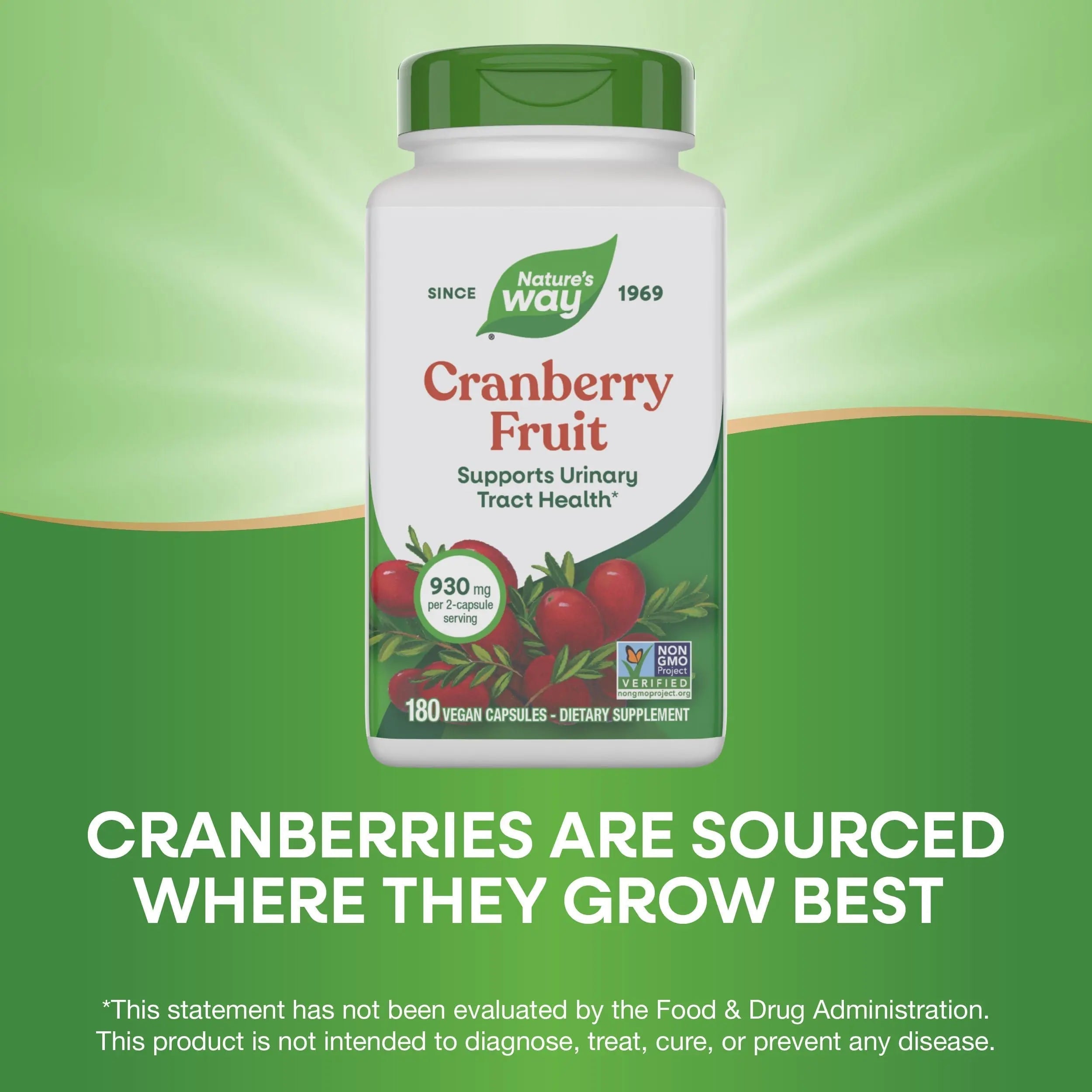 Nature's Way Cranberry Fruit, Cranberry Supplements, Supports Urinary Tract Health*, 930 mg per 2-Capsule Serving, 180 Capsules (Packaging May Vary) Nature's Way buy supplements canada