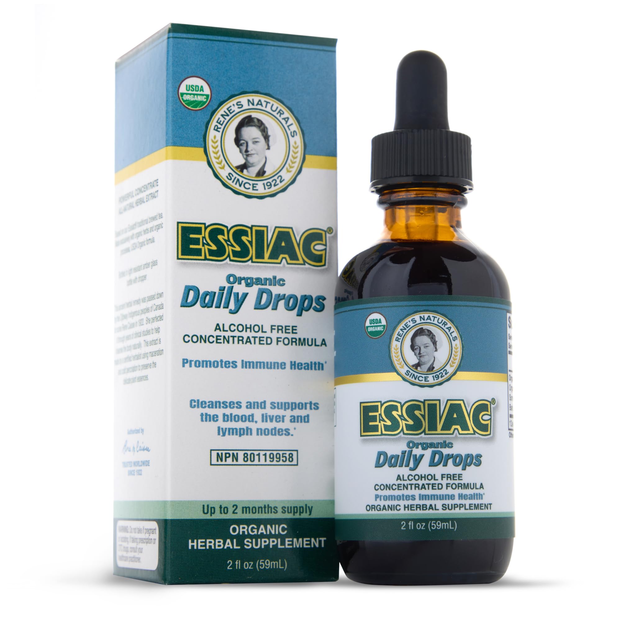 Essiac Original Tea USDA Organic Daily Drops for Enhanced Lymphatic Drainage and Immune Support | Alcohol Free Concentrated Formula | 2oz (59ml) Essiac buy supplements canada