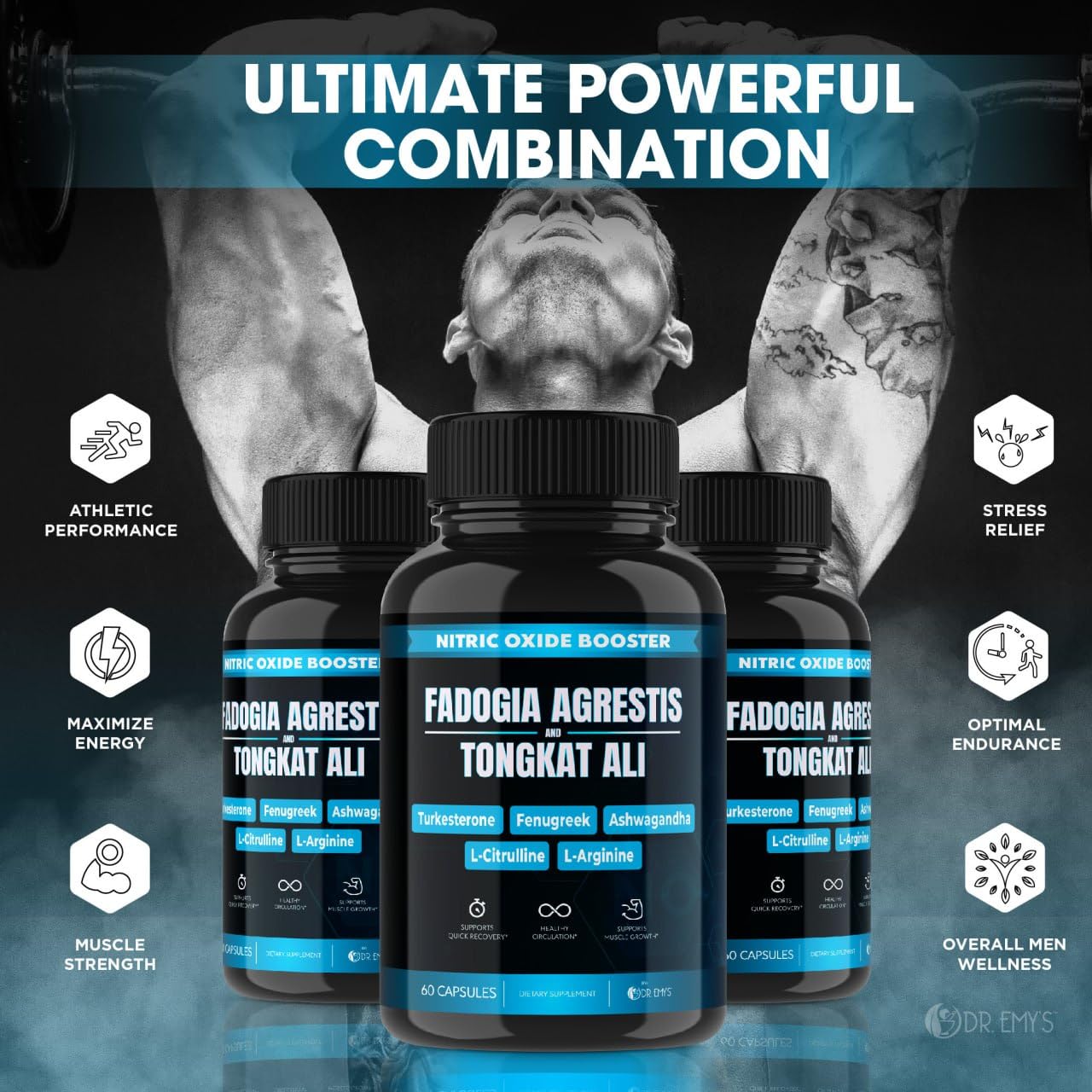 (2 Pack) Tongkat Ali Fadogia Agrestis Nitric Oxide Ashwagandha Supplement for Men Dr. Emy's buy supplements canada
