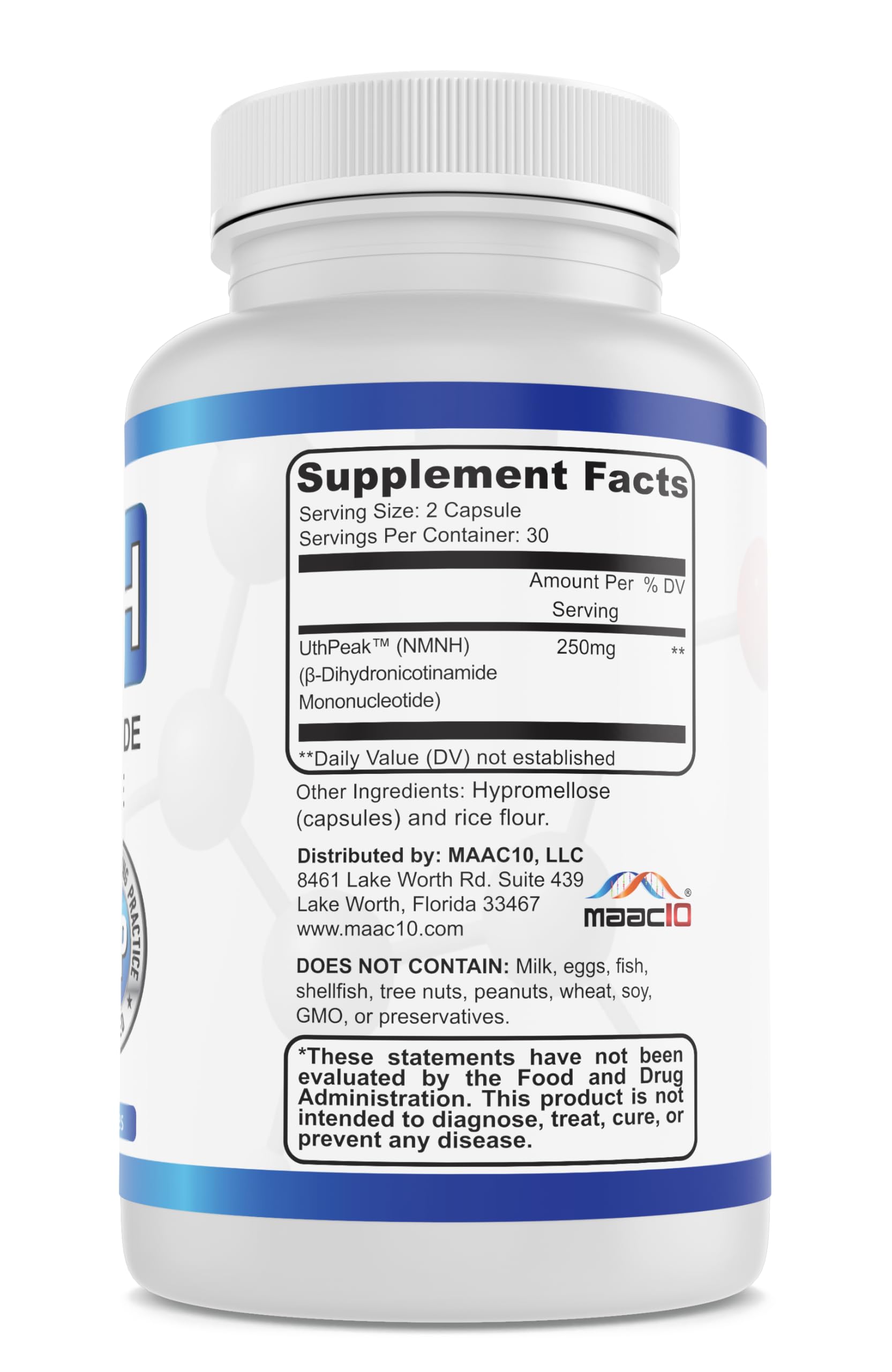 MAAC10 NMNH (NMN Supplement Alternative) 250mg Serving | Uthpeak™ NMNH (Dihydronicotinamide Mononucleotide) for Better Stability | 30-Day Supply. MAAC10 buy supplements canada
