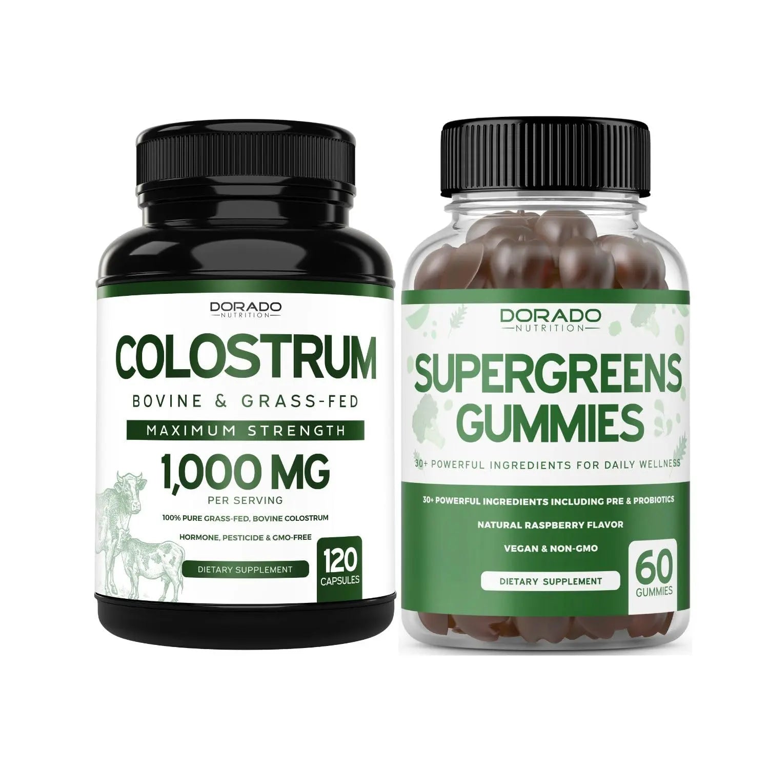 Colostrum (120 Count) Bovine Colostrum Capsules Supplement and Supergreens (60 Gummies) Superfood for Immunity Support with Greens Supplements with 8 Ingredient Power Blend - Vegan Safe & Made in USA DORADO NUTRITION buy supplements canada