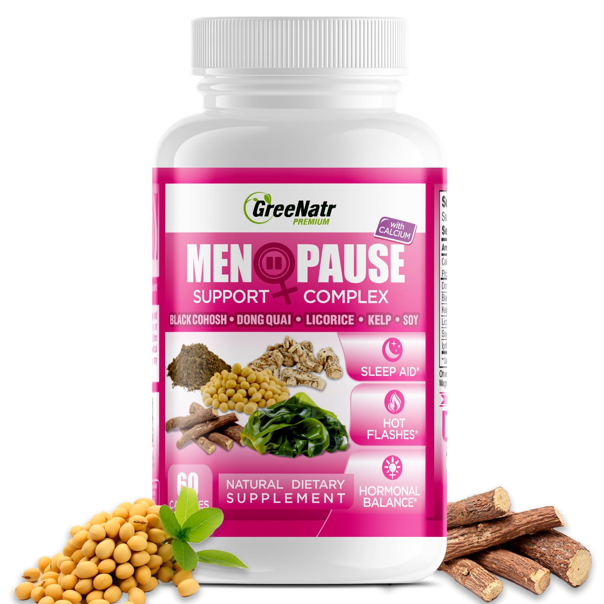 GreeNatr Menopause Supplements for Women - Perimenopause Supplements Women with Dong Quai & Black Cohosh for Menopause Hot Flashes - Menopause Support for Sleep Quality & Hormone Balance - 60 Caps GreeNatr buy supplements canada