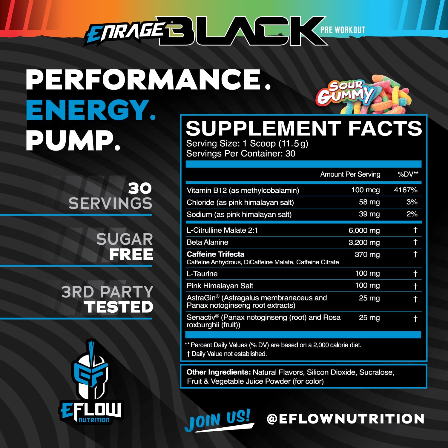 eFlow Nutrition Enrage Black High Stimulant Pre Workout Supplement - Preworkout Powder eFlow Nutrition buy supplements canada