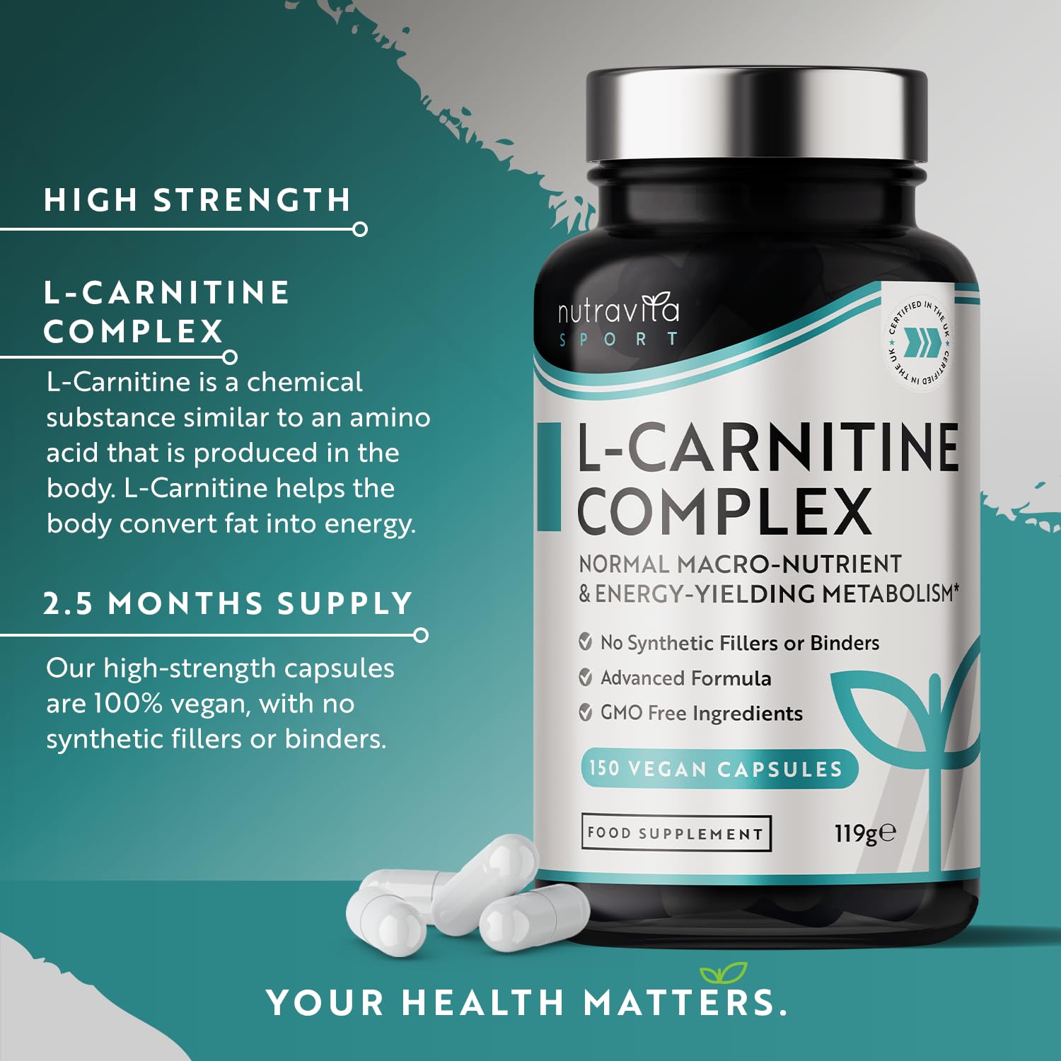 L-Carnitine Complex - High Strength Capsules with Added Riboflavin, Biotin, Chromium Nutravita buy supplements canada
