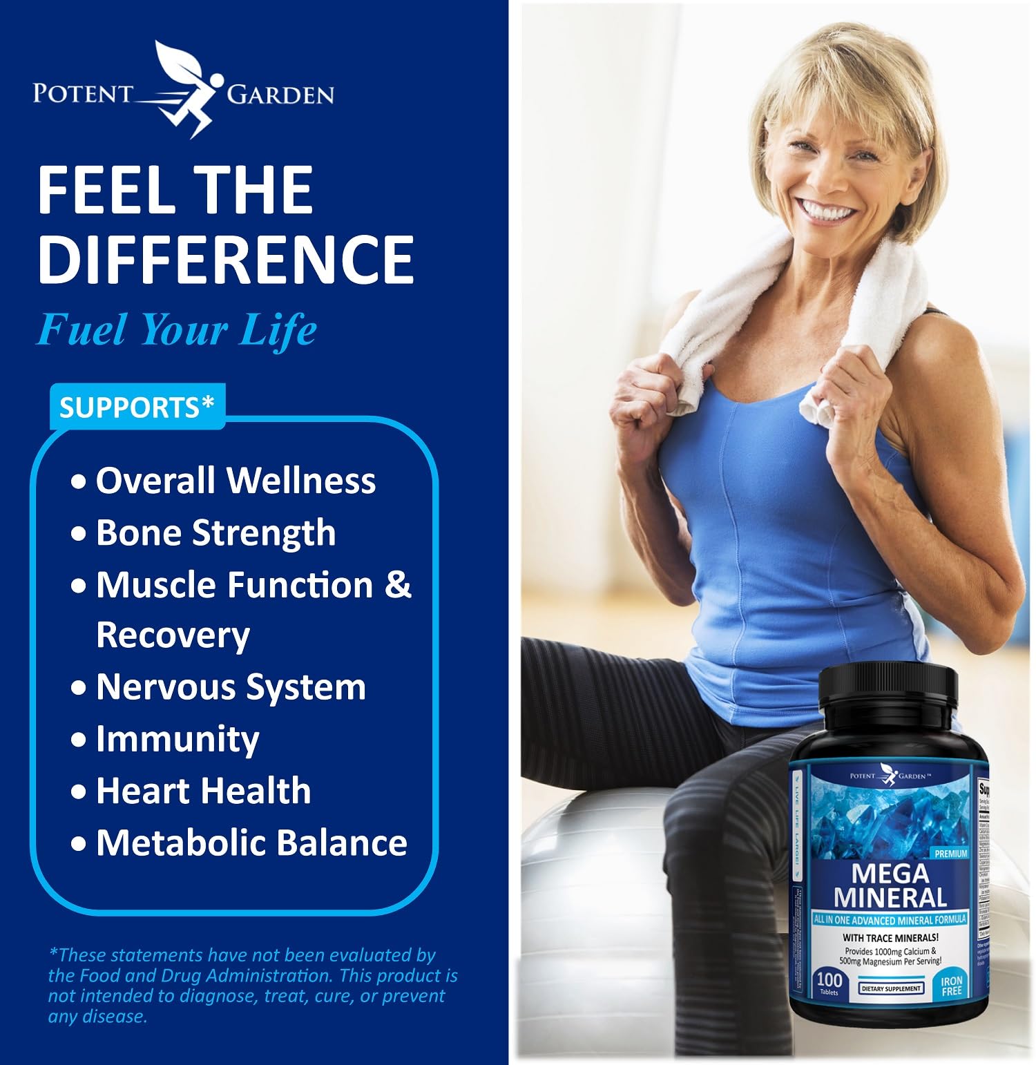 Potent Garden Mega Mineral Supplement Complete Mineral Complex with Calcium Magnesium Zinc Potassium Boron Selenium Chromium & 72 Trace Potent Garden buy supplements canada
