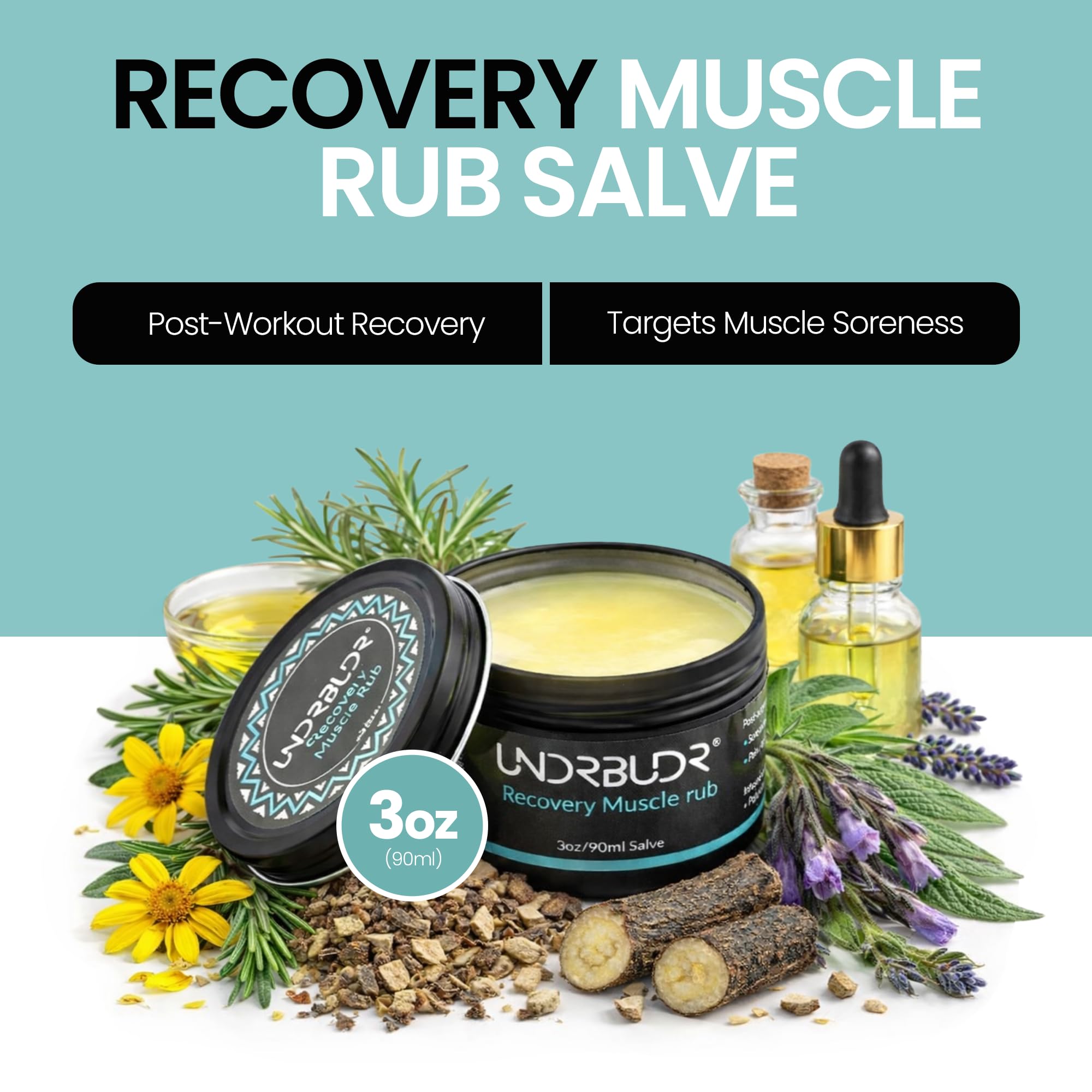 UNDRBUDR Post-Activity Recovery Muscle Rub Salve with Arnica, Comfrey & Essential Oils- Balm for Muscle Soreness, Joint Discomfort & Post-Workout Recovery, Natural Formula for Active Lifestyles (3 oz) UNDRBUDR buy supplements canada