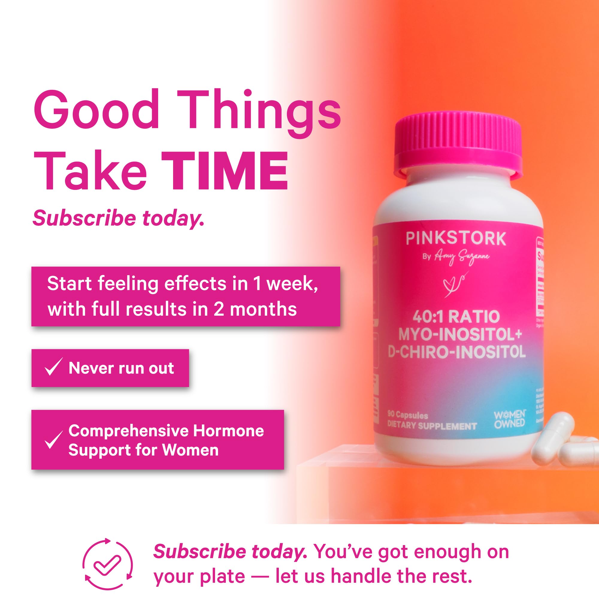 Pink Stork Myo-Inositol & D-Chiro Inositol Supplement - Hormonal Balance for Women - Ovarian Support - 40:1 Ratio - Fertility Supplements for Women - 180 Capsules, 2 Month Supply Pink Stork buy supplements canada