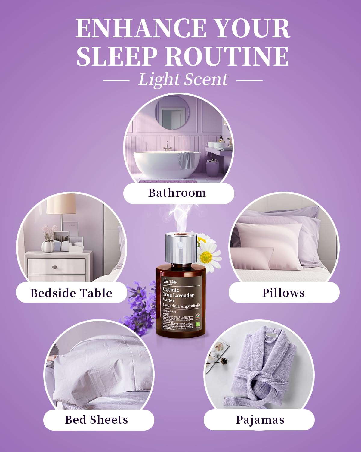 VTS Organic Lavender Water and Roman Chamomile Floral Water with Diffuser, Aromatherapy Air VEDA TINDA SCENT buy supplements canada