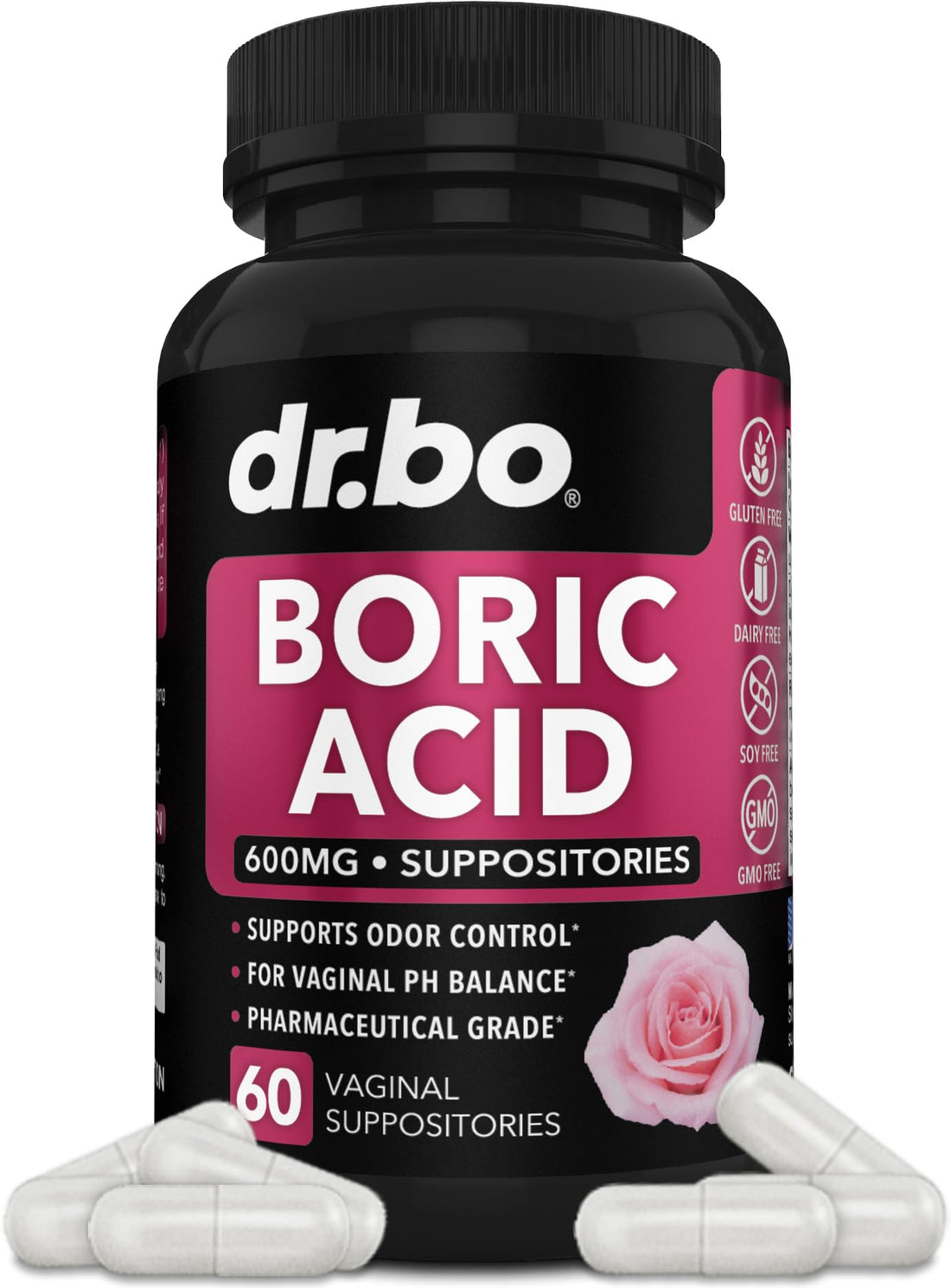 Boric Acid Suppositories for Women - 600mg Vaginal Suppositories Boric Acid for Women - Vagina Suppository Vaginal Odor Smell PH Feminine Vag Womens pH Balance Pills & Vagina Health - 60 Suppositories DR. BO buy supplements canada