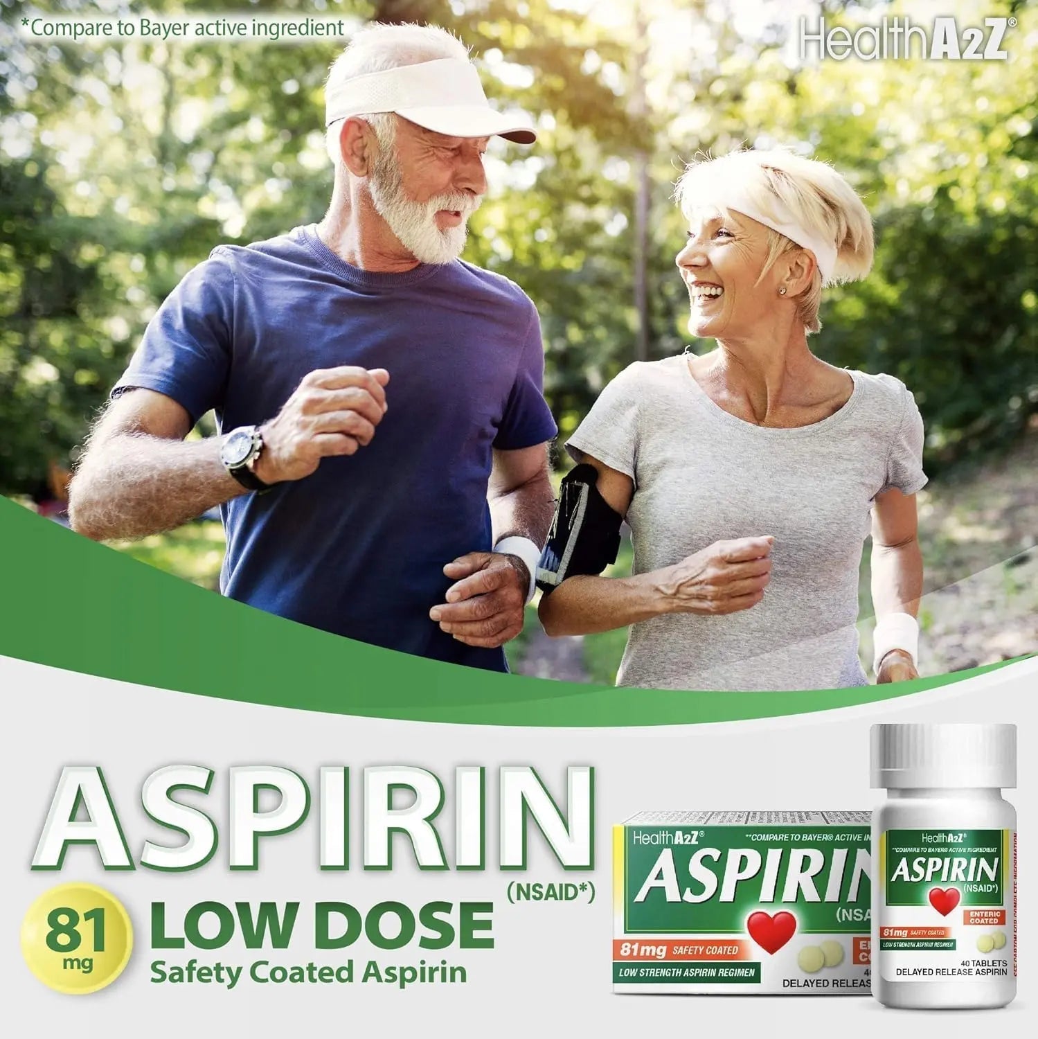 HealthA2Z Aspirin 81mg Low Strength | Enteric Coated | 24 Packs of 40 Counts (960 Tablets Total) | Value Package HealthA2Z buy supplements canada