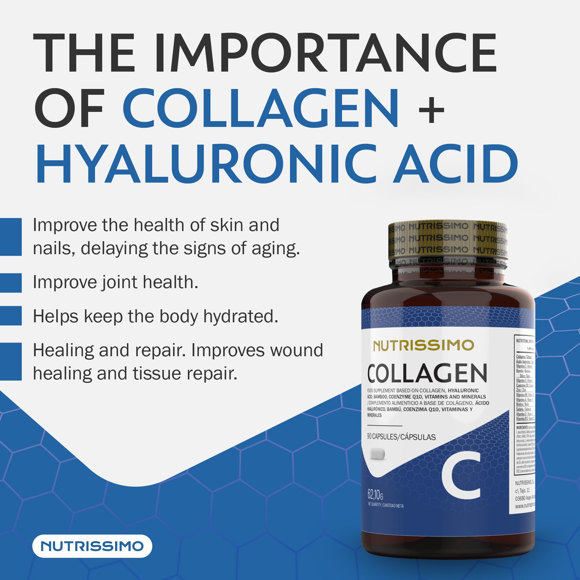 NUTRISSIMO Collagen + Hyaluronic Acid + Biotin + CoQ10 + Vitamins A, C (non-acidic), D and B12 + Zinc NUTRISSIMO buy supplements canada