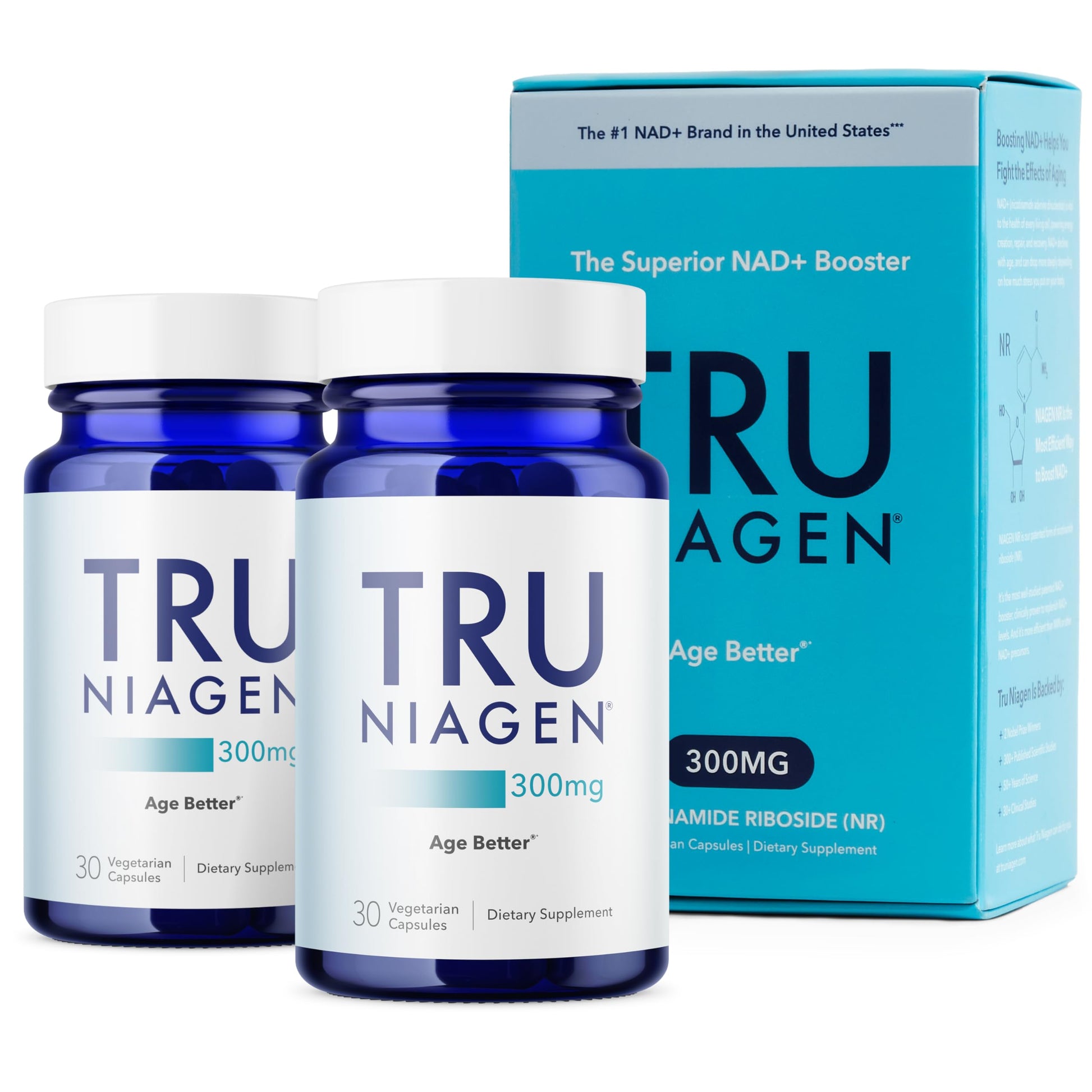 TRU NIAGEN Patented NAD Supplement for Brain Function, Anti Aging & Cell Regeneration, 300mg Niagen, 30 Servings | Supports Cellular Energy, Muscle | Nicotinamide Riboside (NR) Take 1 Daily | 2 Bottle TRU NIAGEN buy supplements canada