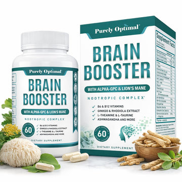 Purely Optimal Brain Booster Nootropic Supplement – Brain Support for Memory, Focus, Clarity, Jitter-Free Energy for Adults, Seniors– with Ginkgo Biloba, Alpha GPC, Lion’s Mane – 60 Capsules Purely Optimal buy supplements canada