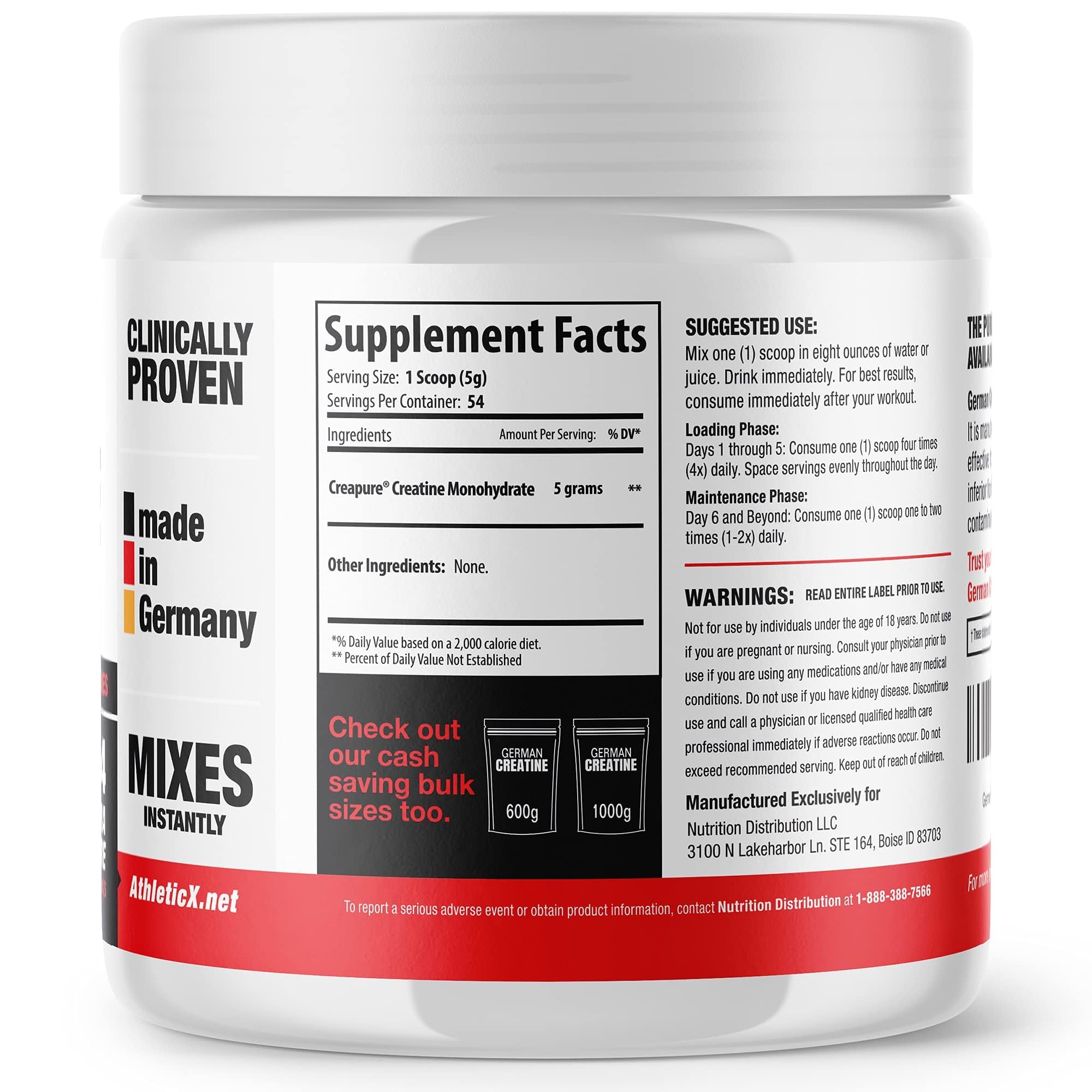 German Creatine - Micronized Creatine Monohydrate Powder, 99.99% Pure Creapure for Muscle Growth, Strength & Performance, Supports Muscle Recovery, 3rd Party Tested German Creatine buy supplements canada