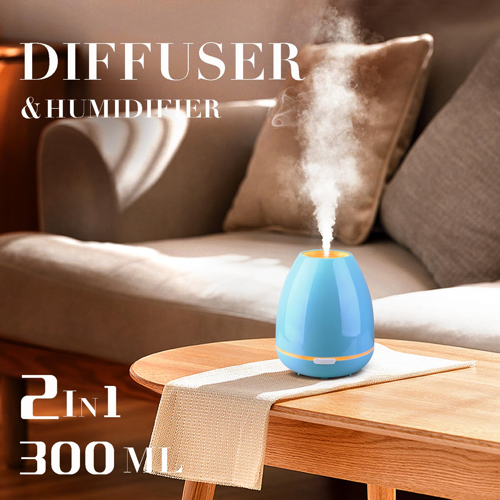 Essential Oil Diffuser for Bedroom Small Humidifier for Home Cool Mist Scent Diffuser 300ml 20 Hours Fashome buy supplements canada