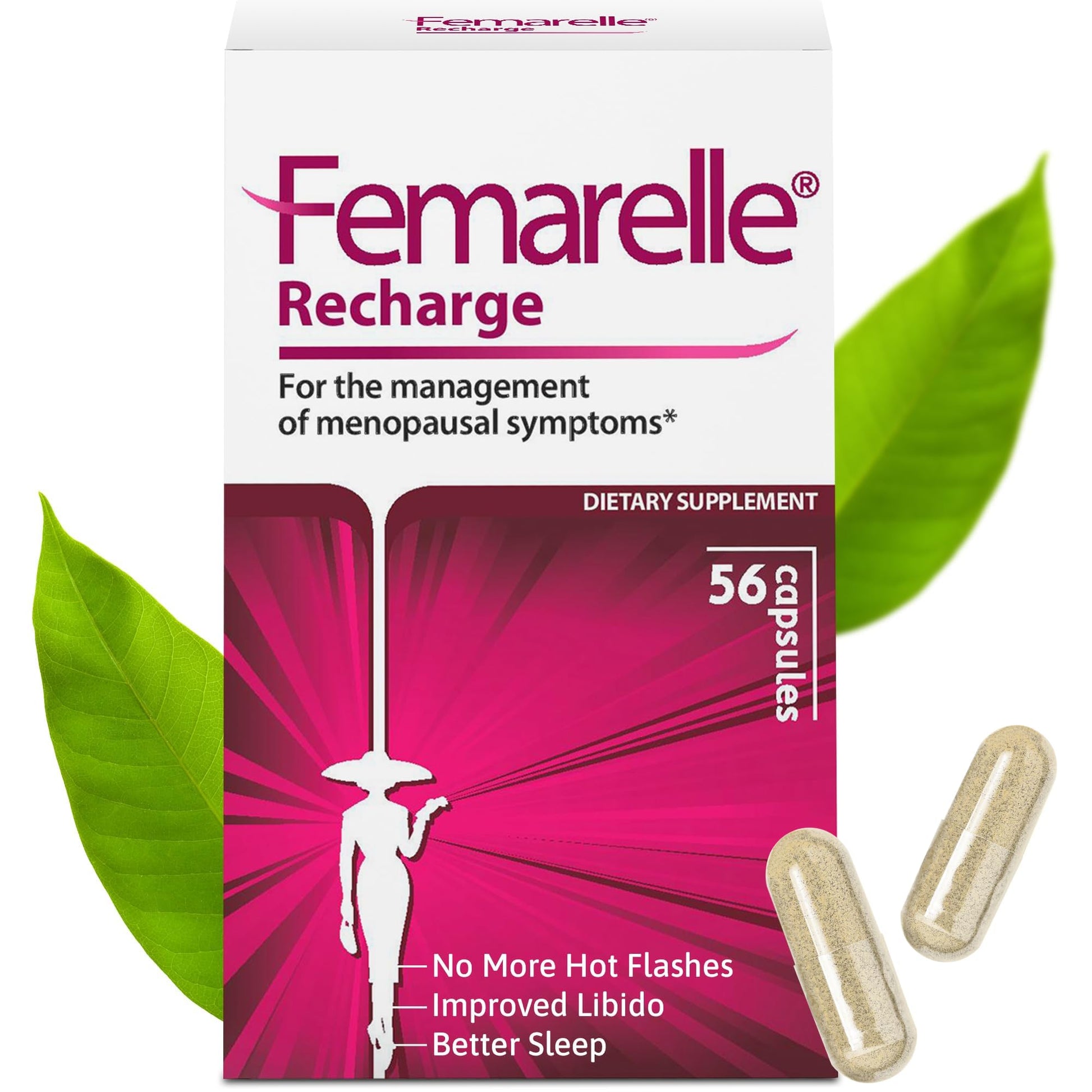 Femarelle® Recharge – Menopause Supplement for Women - Clinically Proven Menopause Relief - Hot Flashes, Night Sweats, Sleep & Libido Support Within 1st Month, Gluten-Free, GMO-Free & Hormone Free Femarelle buy supplements canada