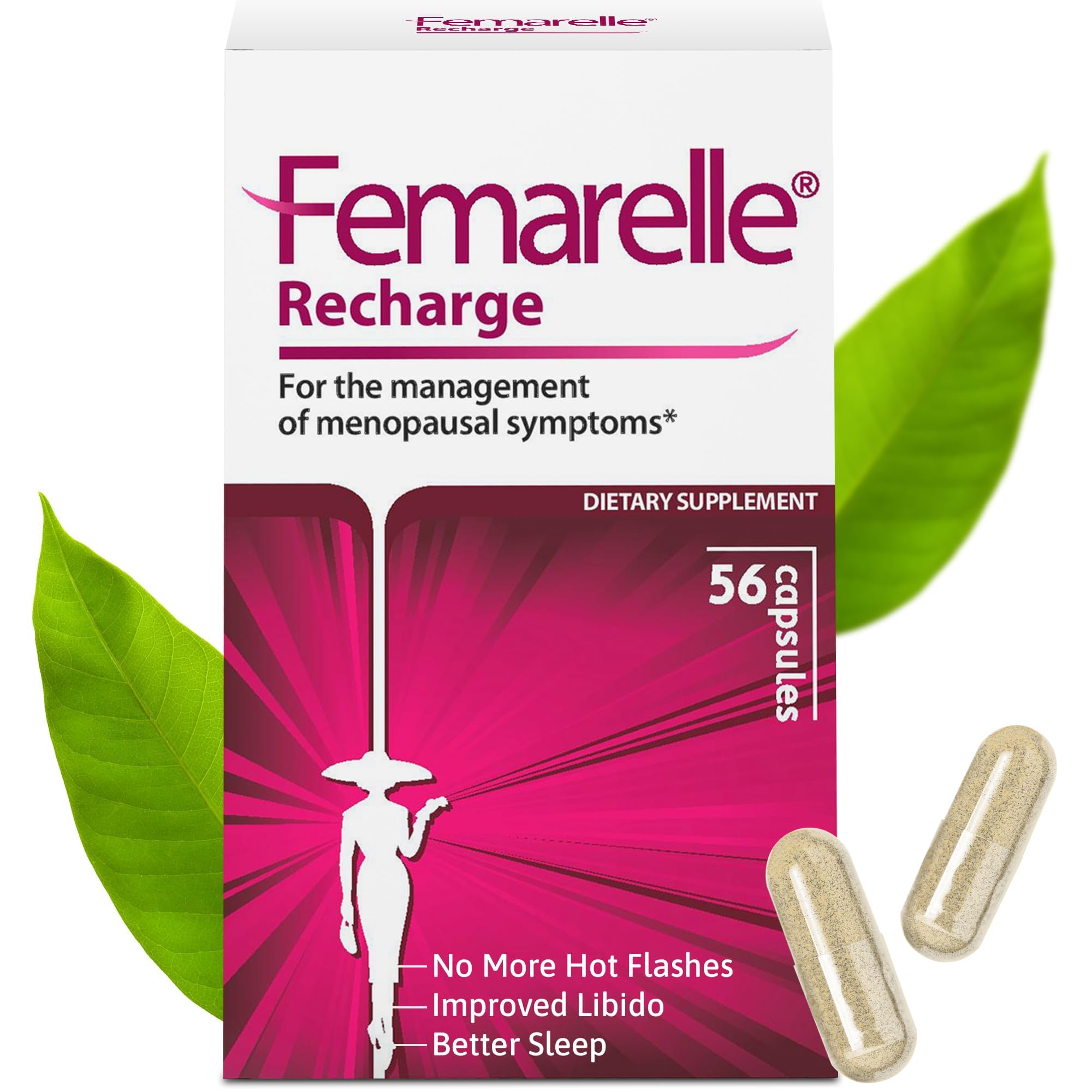Femarelle® Recharge – Menopause Supplement for Women - Clinically Proven Menopause Relief - Hot Flashes, Night Sweats, Sleep & Libido Support Within 1st Month, Gluten-Free, GMO-Free & Hormone Free Femarelle buy supplements canada