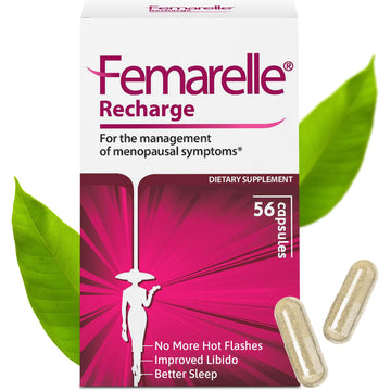 Femarelle® Recharge – Menopause Supplement for Women - Clinically Proven Menopause Relief - Hot Flashes, Night Sweats, Sleep & Libido Support Within 1st Month, Gluten-Free, GMO-Free & Hormone Free Femarelle buy supplements canada