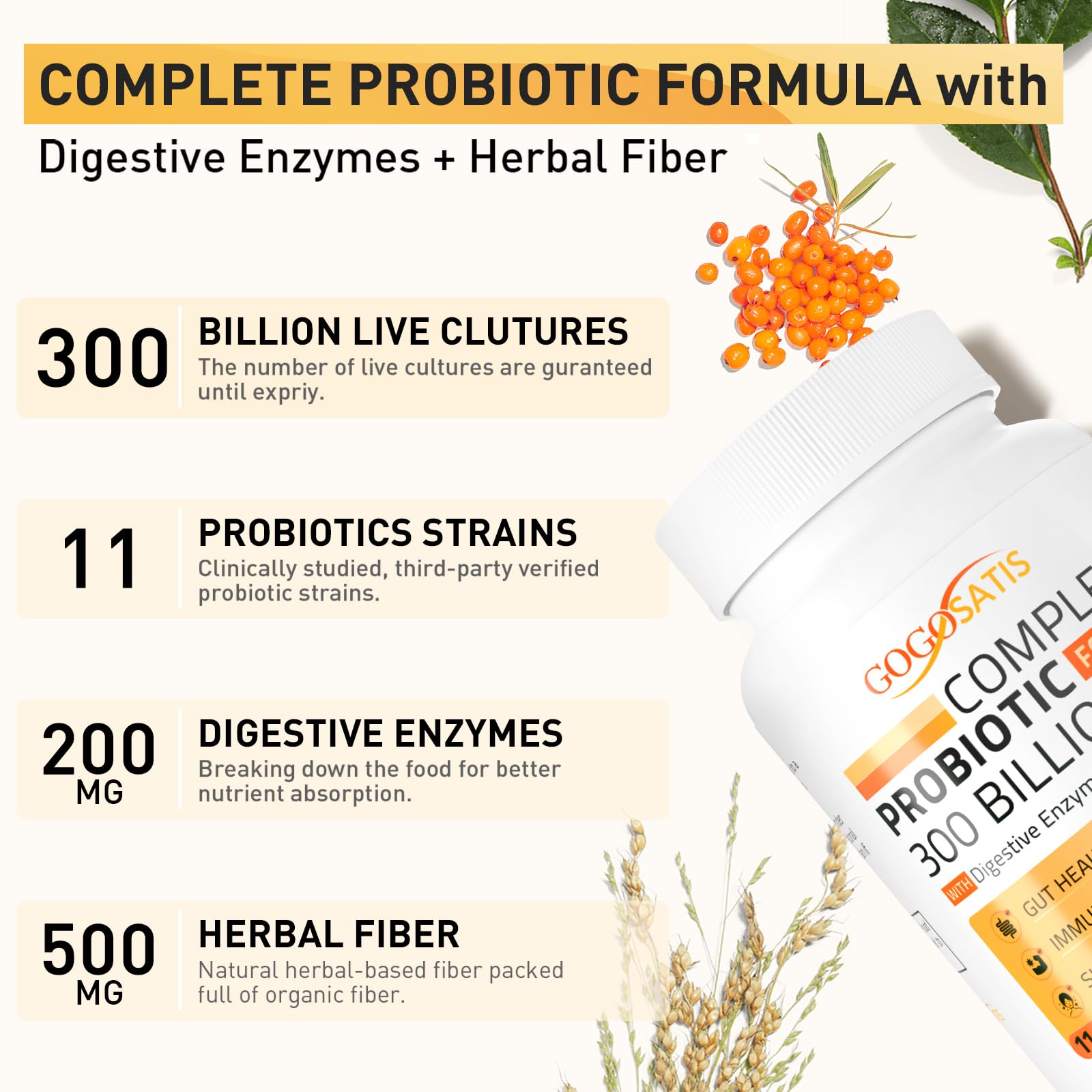 Probiotics for Women & Men, 300 Billion CFU 11 Strains, Probiotic with Organic Herbal GOGOSATIS buy supplements canada