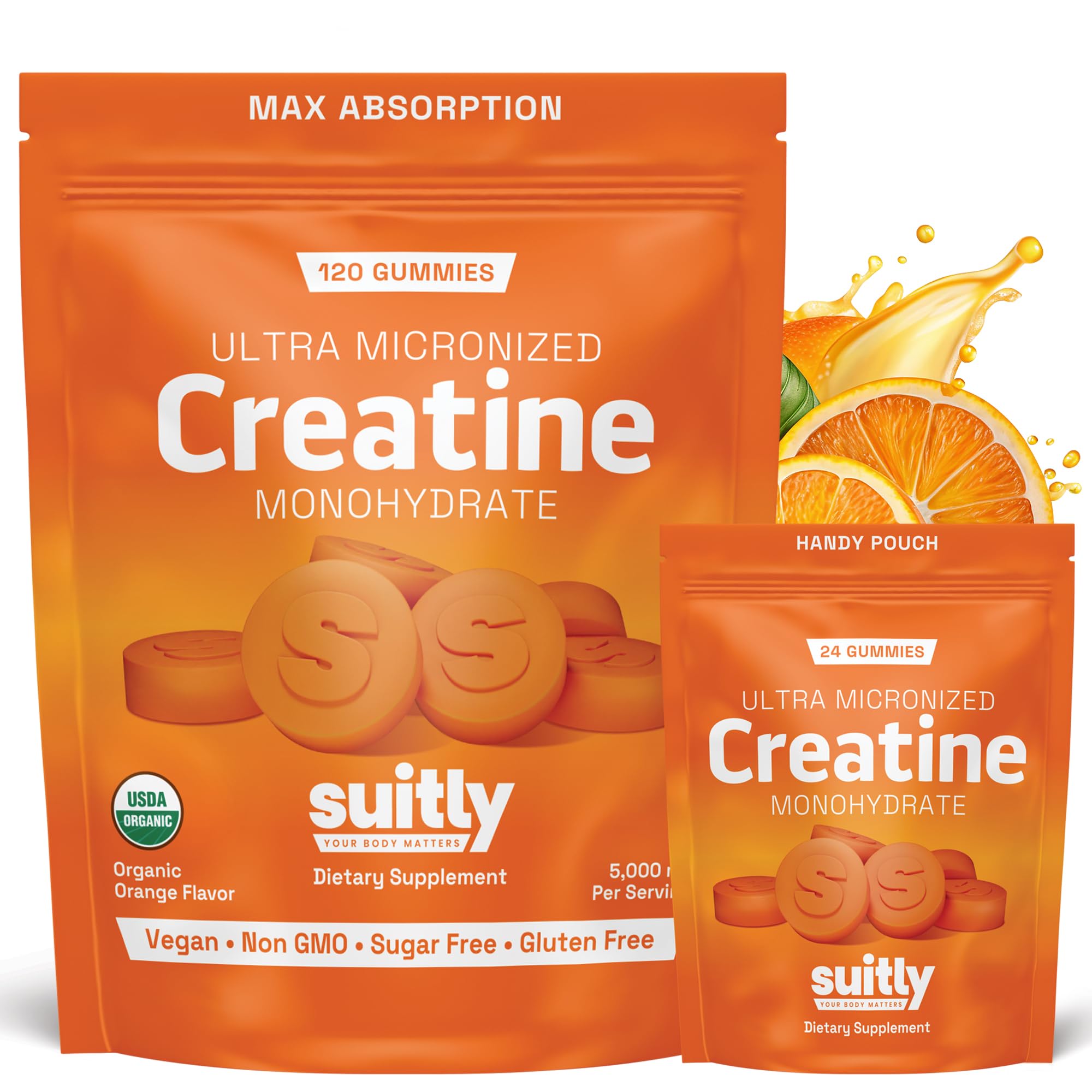 USDA Organic Ultra-Micronized Creatine Gummies for Men & Women; Orange Max Absorption 5g Creatine Gummies Sugar Free for Muscle Gain, Energy & Recovery; Muscle Builder for Women with Pouch - 120 Count Suitly buy supplements canada