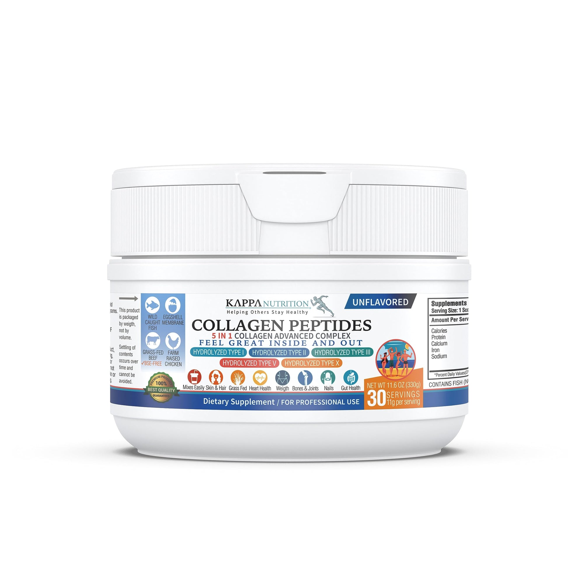 KAPPA NUTRITION Collagen Peptides Powder, 5 in 1 Multi-Collagen Advanced Complex with Hydrolyzed Collagen Peptides, Supports Skin, Hair, Nails, Joints & Bones / 30 Servings KAPPA NUTRITION buy supplements canada