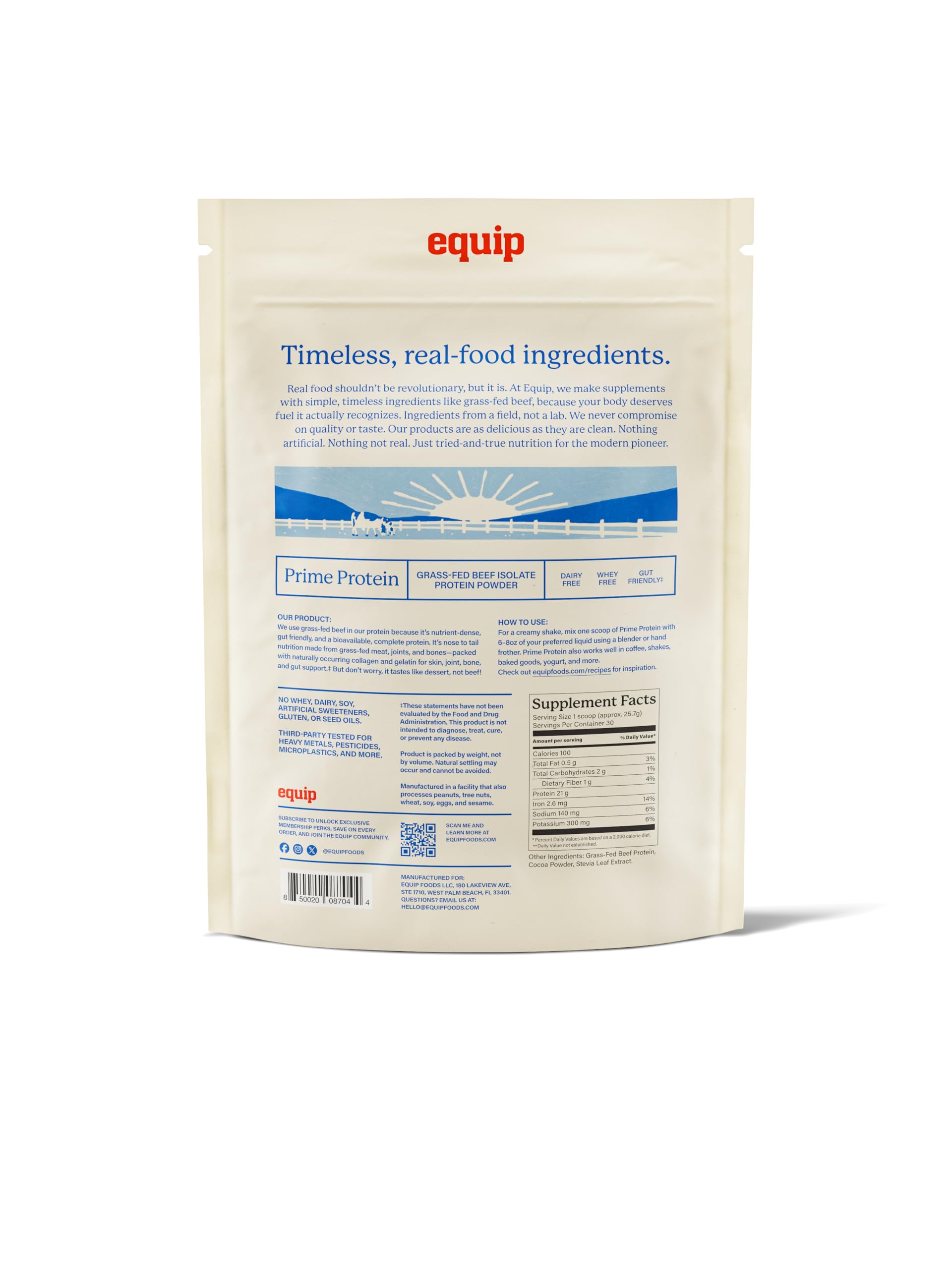 Equip Foods Prime Protein Powder | Clean, Grass Fed Beef Protein Powder | Carnivore Protein Isolate | Paleo, Keto Friendly | Gluten & Dairy Free | Helps Build & Repair Tissue Equip buy supplements canada