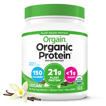 Orgain Organic Vegan Protein Powder, Vanilla Bean - 21g Plant Based Protein, 4g Prebiotic Fiber, No Lactose Ingredients, No Added Sugar, Non-GMO, For Shakes & Smoothies Orgain buy supplements canada