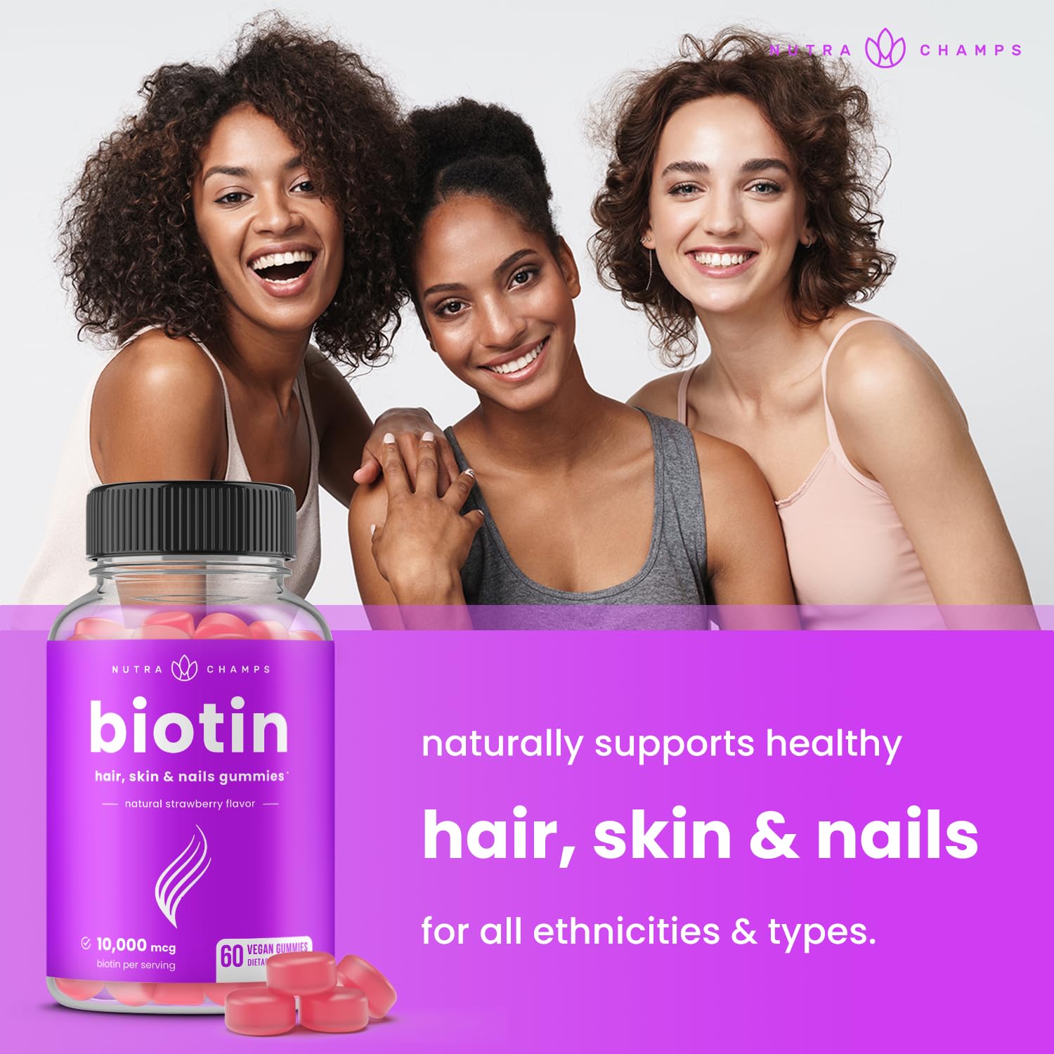 NutraChamps Biotin Gummies 10000mcg [High Potency] NutraChamps buy supplements canada