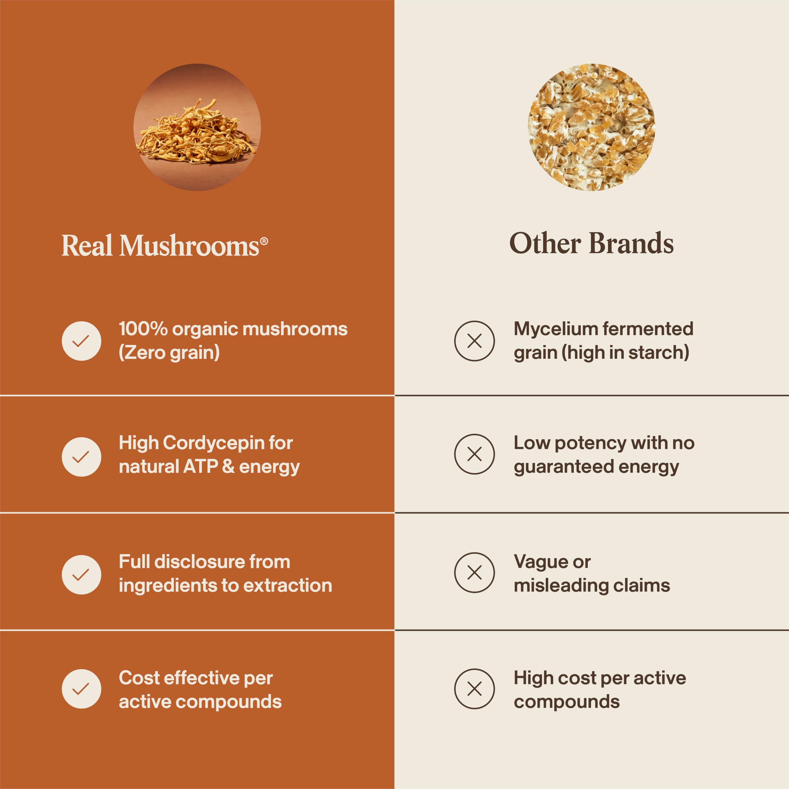 Real Mushrooms Supplement Capsules - Cordyceps Mushroom Powder Rich in Beta Glucans - Mushroom Pills Cordyceps for Energy and Performance - Vegan, Non-GMO, No Grain Fillers, 120 ct Real Mushrooms buy supplements canada