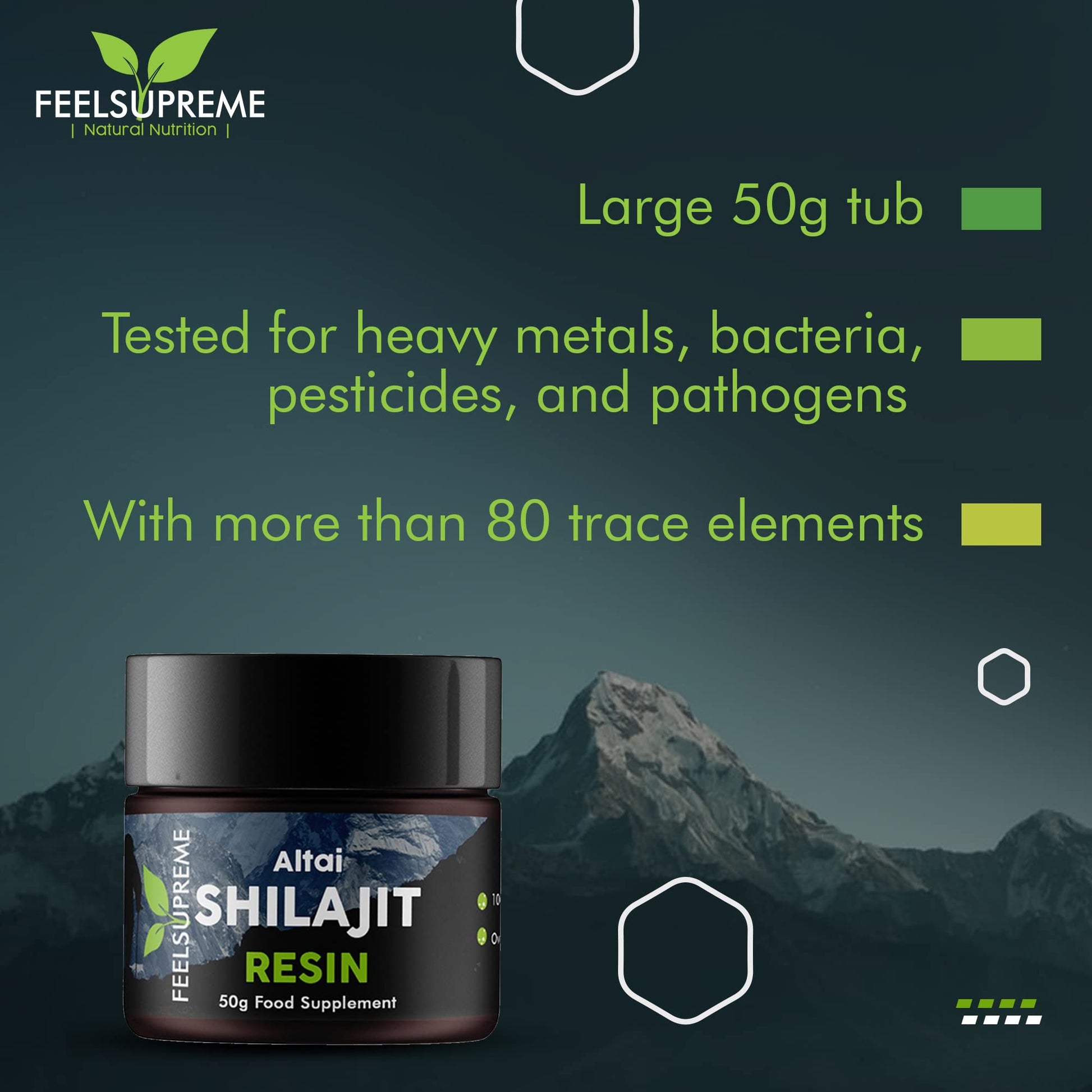 Natural Black Altai Shilajit Resin Large (50g) Pot | 100% Pure Additive Free | 80 Trace Feel Supreme buy supplements canada