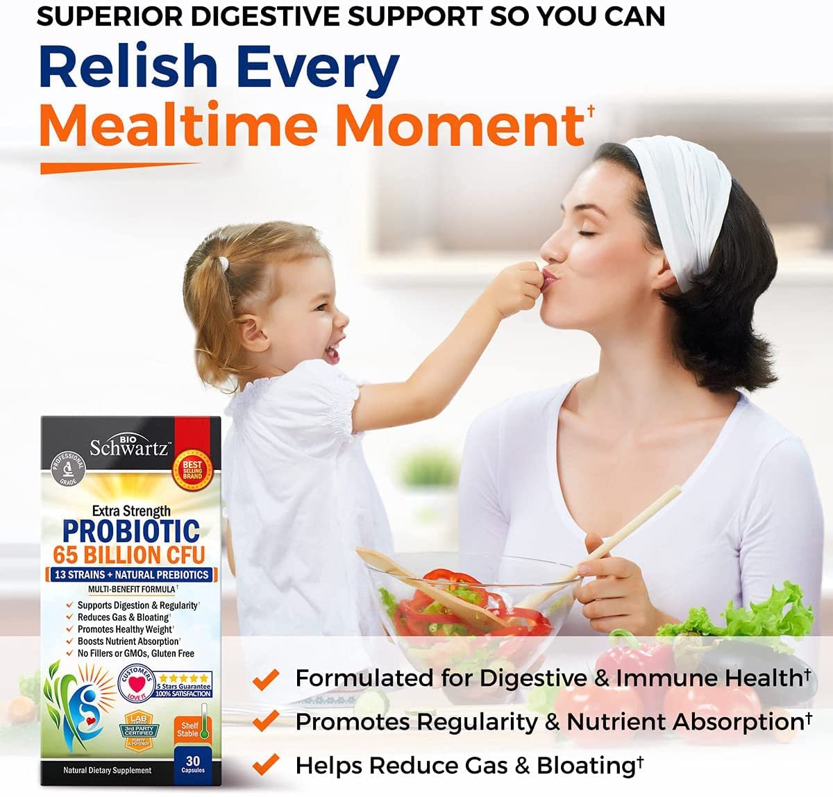 Probiotic 65 Billion - Probiotics with Prebiotic for Women & Men - Lactobacillus BioSchwartz buy supplements canada