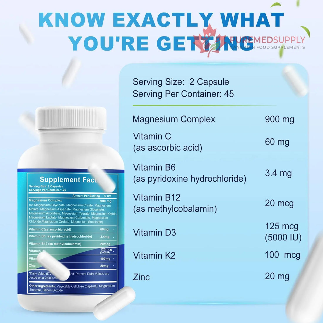 VYXION Magnesium Complex 900mg per Serving – High Absorption Magnesium Glycinate with Vitamin D3 K2 Zinc & B Vitamins – Sleep, Calm, Muscle & Nerve Support – 90 Capsules Vyxion buy supplements canada