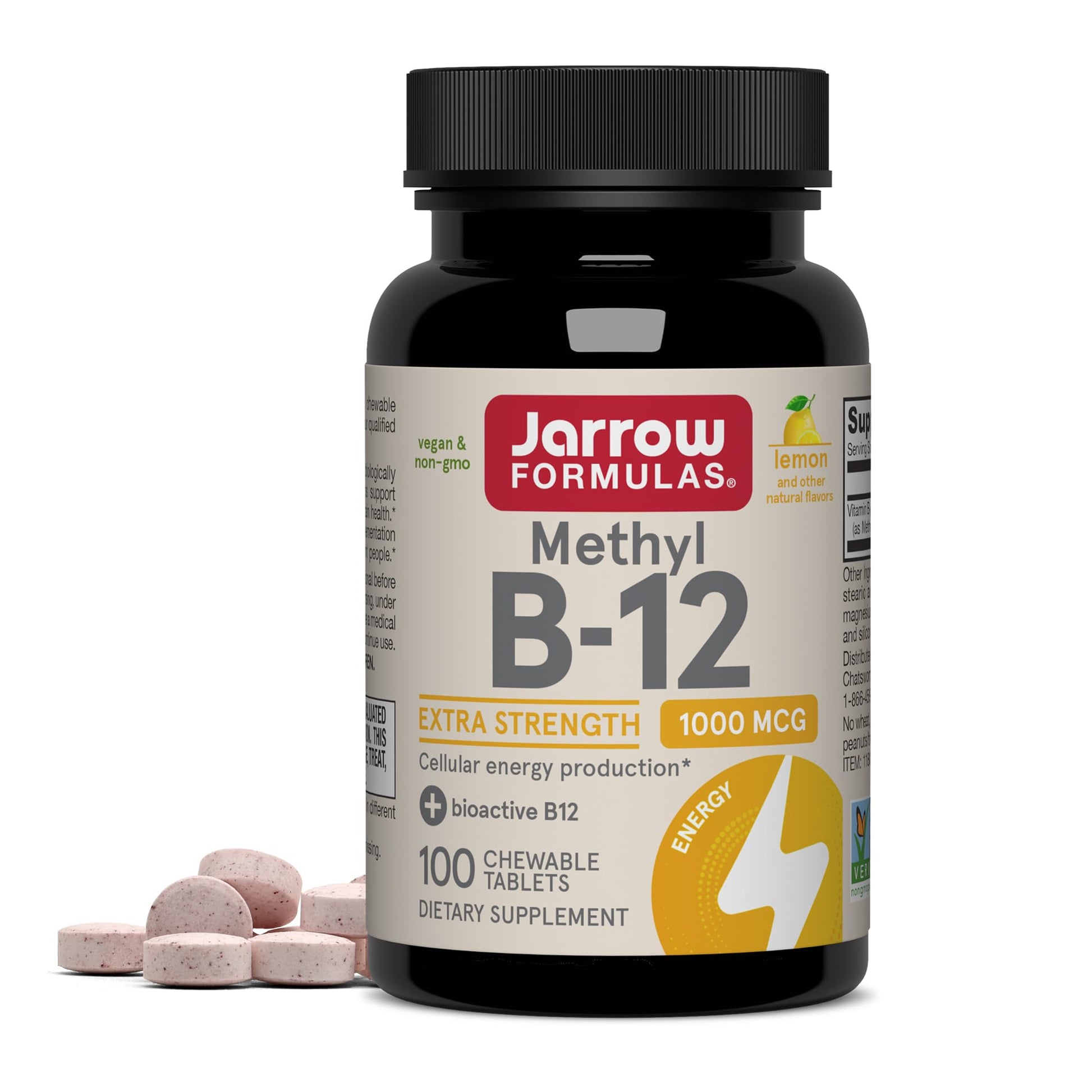 Jarrow Formulas Methyl Vitamin B-12 1000 mcg, 100 Chewable Tablets, Lemon Flavored- Bioactive B12 Vitamin - Supports Cellular Energy Production Jarrow Formulas buy supplements canada