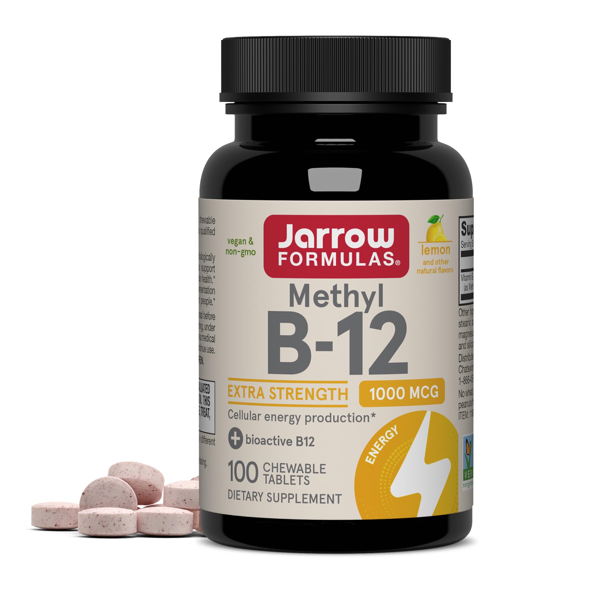 Jarrow Formulas Methyl Vitamin B-12 1000 mcg, 100 Chewable Tablets, Lemon Flavored- Bioactive B12 Vitamin - Supports Cellular Energy Production Jarrow Formulas buy supplements canada