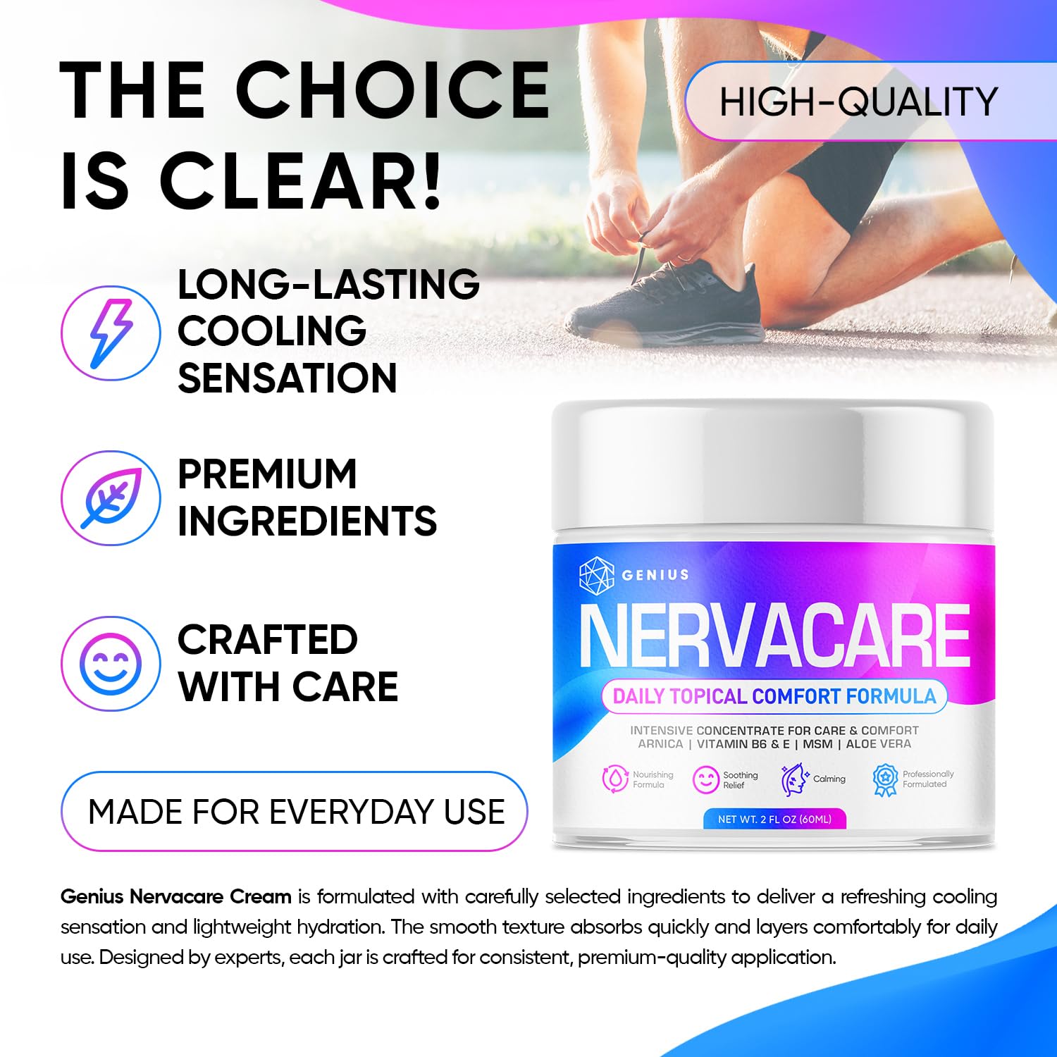 Genius Nervacare – Neuropathy Cream for Feet, Hands, Legs & Toes – Nerve Comfort Cream with Menthol, Arnica, MSM, Vitamin B6, Aloe Vera – Fast-Absorbing, Non-Greasy 2Oz GENIUS CURE buy supplements canada