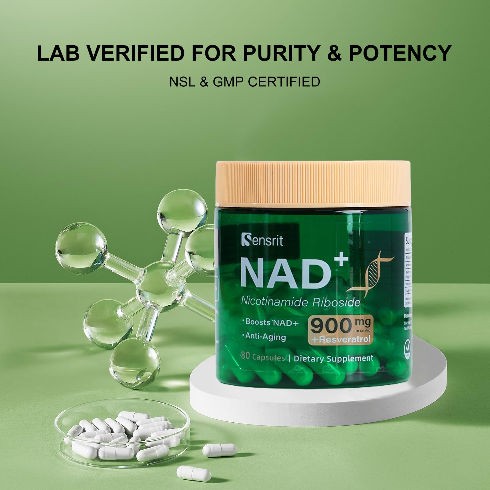 Sensrit NAD+ Supplement with Nicotinamide Riboside & Resveratrol | Cellular Energy & Mental Clarity Support | 40 Servings | Vegan, Non-GMO, Gluten Free Sensrit buy supplements canada